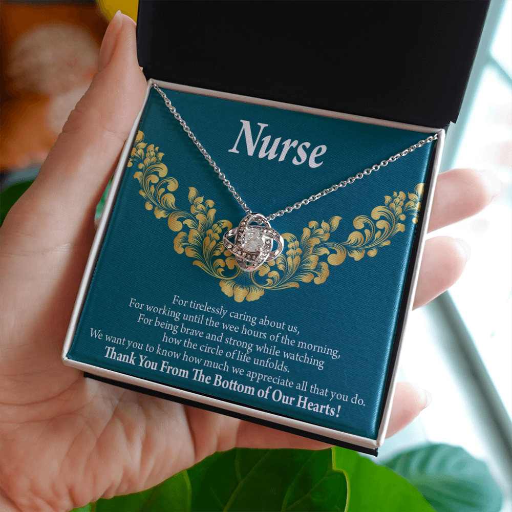 For Tirelessly Caring Healthcare Medical Worker Nurse Appreciation Gift Infinity Knot Necklace Message Card-Express Your Love Gifts