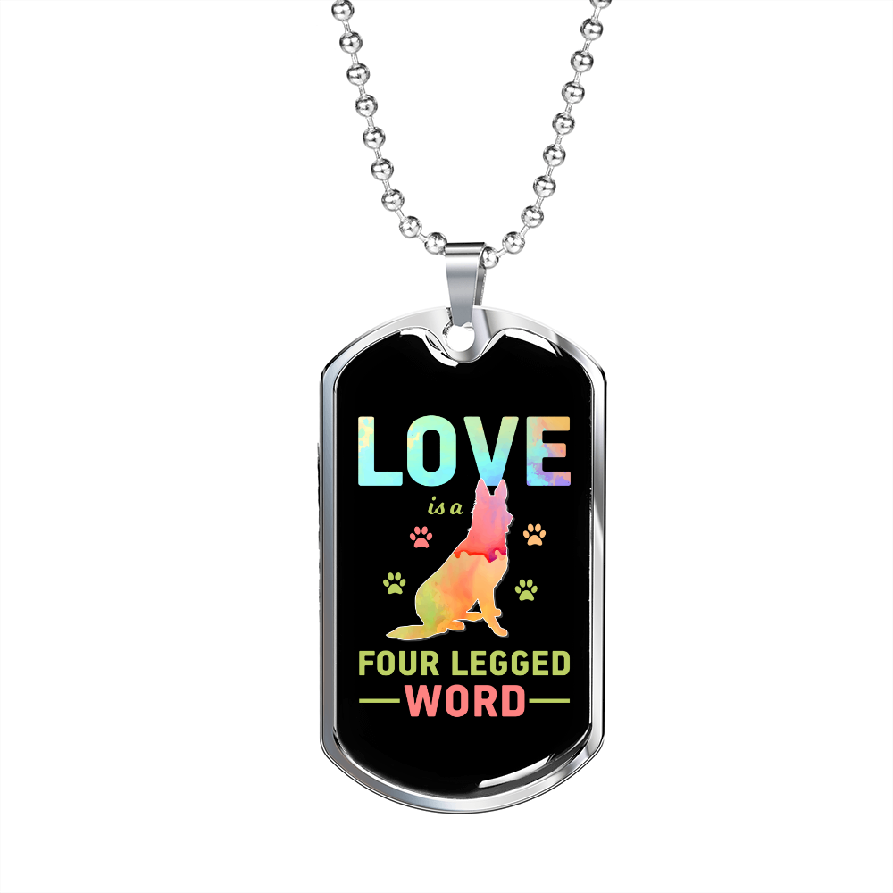 Four Legged Word Colors Necklace Stainless Steel or 18k Gold Dog Tag 24" Chain-Express Your Love Gifts