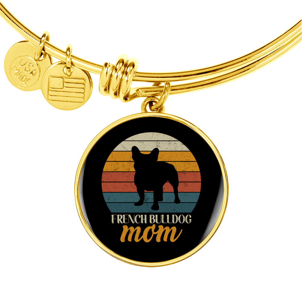 French Bulldog Mom Bracelet Stainless Steel or 18k Gold Circle Bangle-Express Your Love Gifts