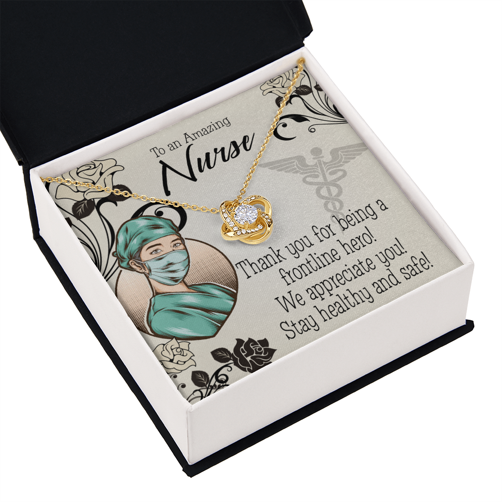 Frontliner Hero Nurse Healthcare Medical Worker Nurse Appreciation Gift Infinity Knot Necklace Message Card-Express Your Love Gifts