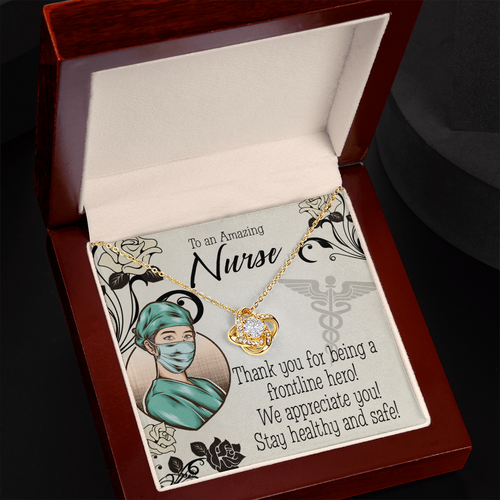 Frontliner Hero Nurse Healthcare Medical Worker Nurse Appreciation Gift Infinity Knot Necklace Message Card-Express Your Love Gifts