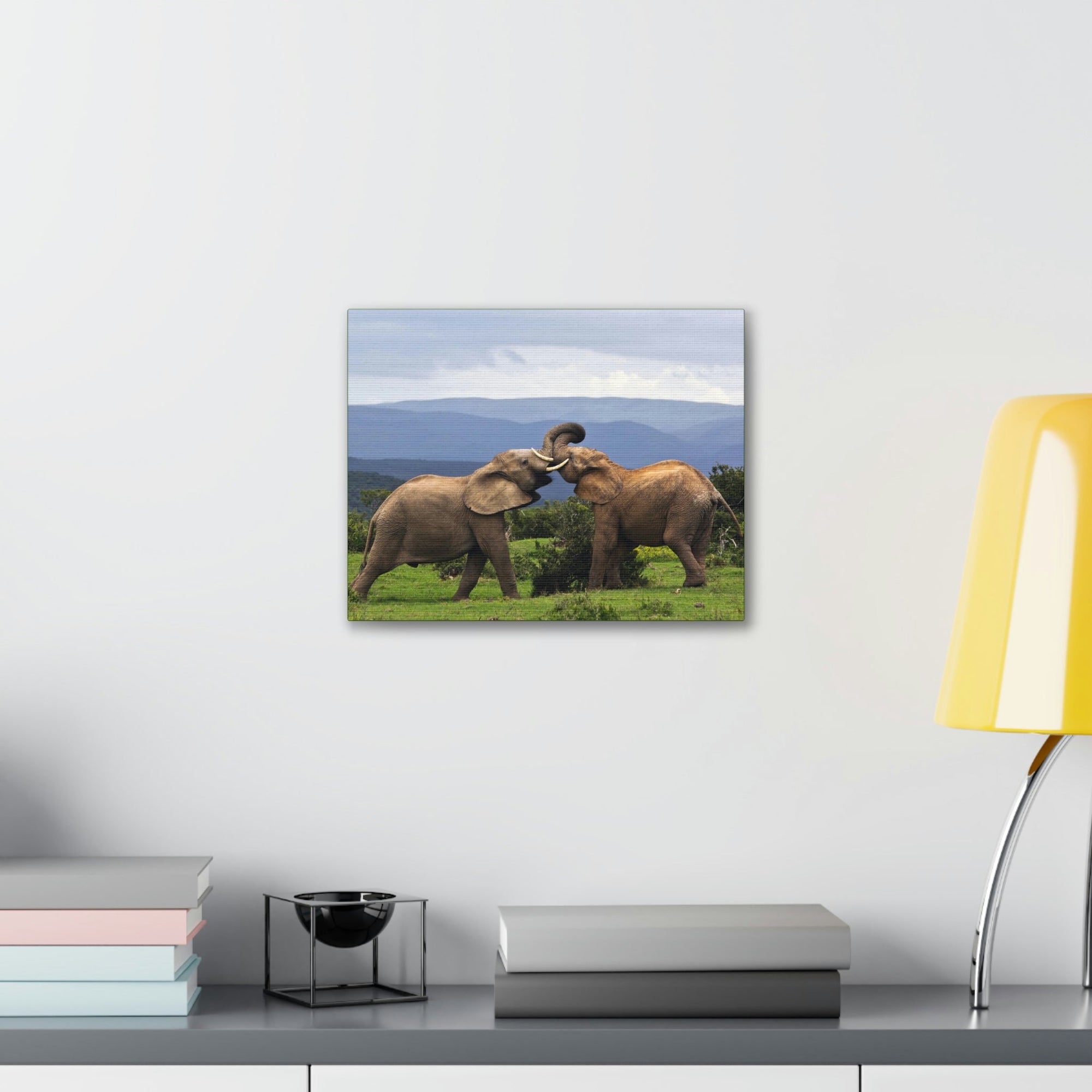 Funny African Elephant Silly African Elephant Couple Wall Art Ready to Hang Unframed-Express Your Love Gifts