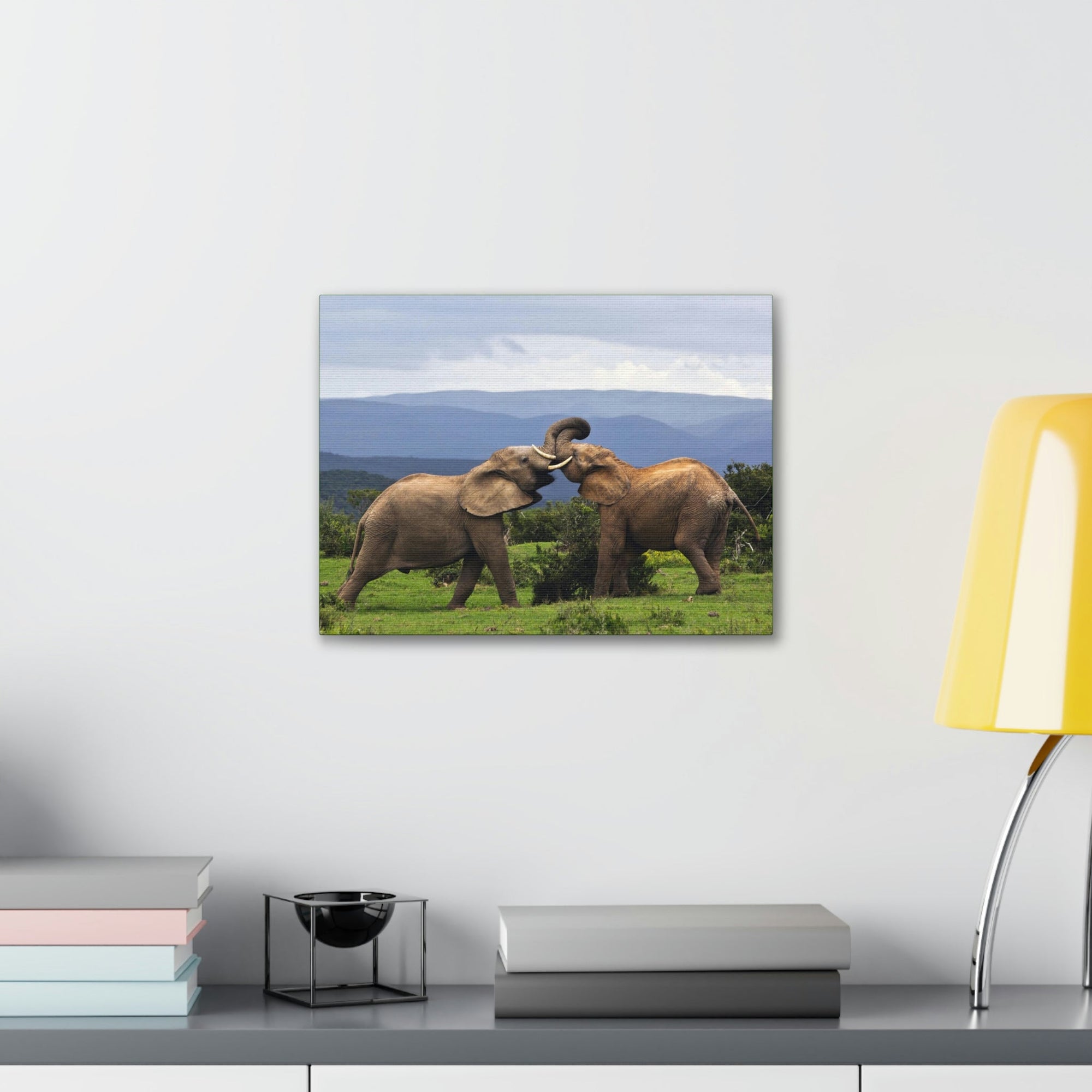 Funny African Elephant Silly African Elephant Couple Wall Art Ready to Hang Unframed-Express Your Love Gifts