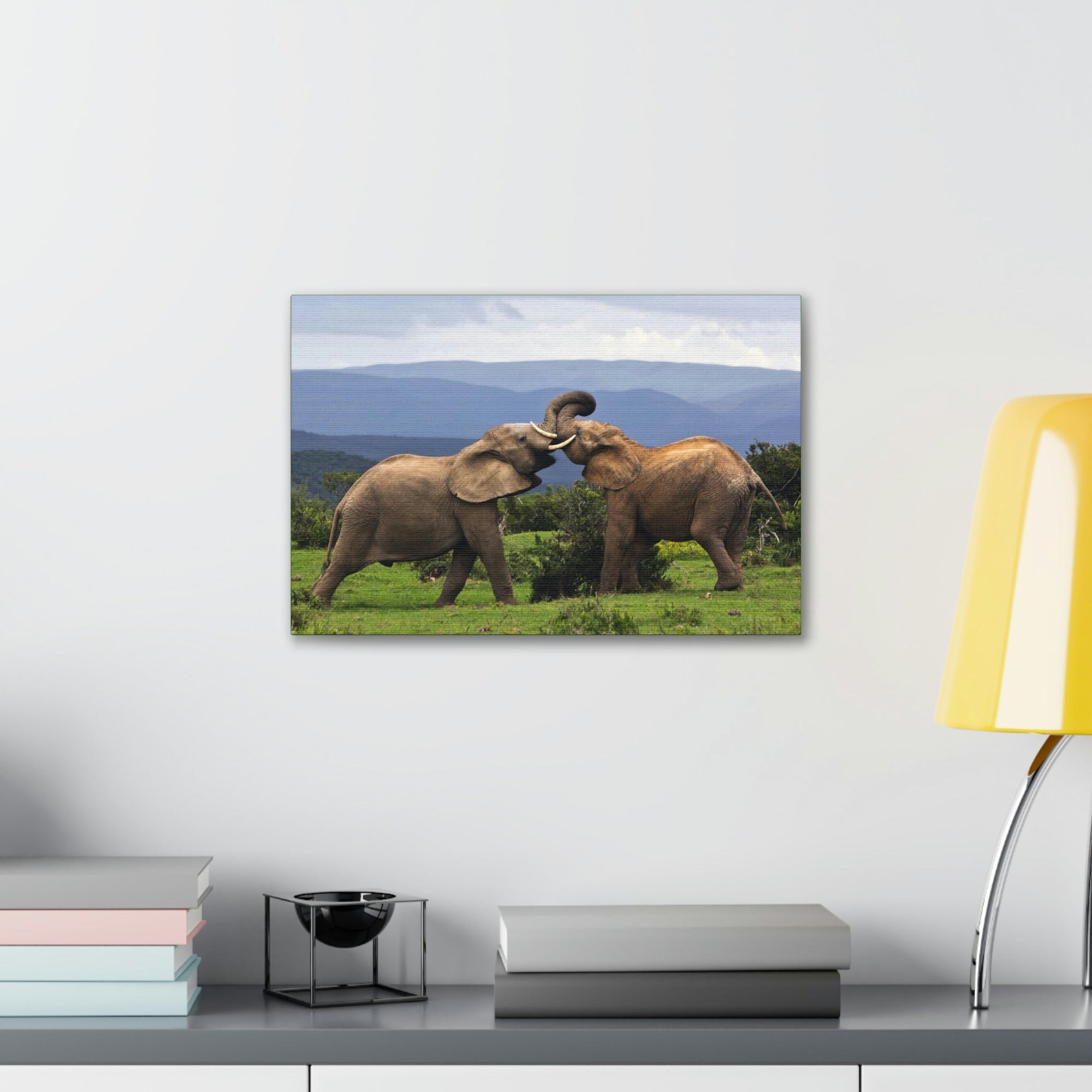 Funny African Elephant Silly African Elephant Couple Wall Art Ready to Hang Unframed-Express Your Love Gifts