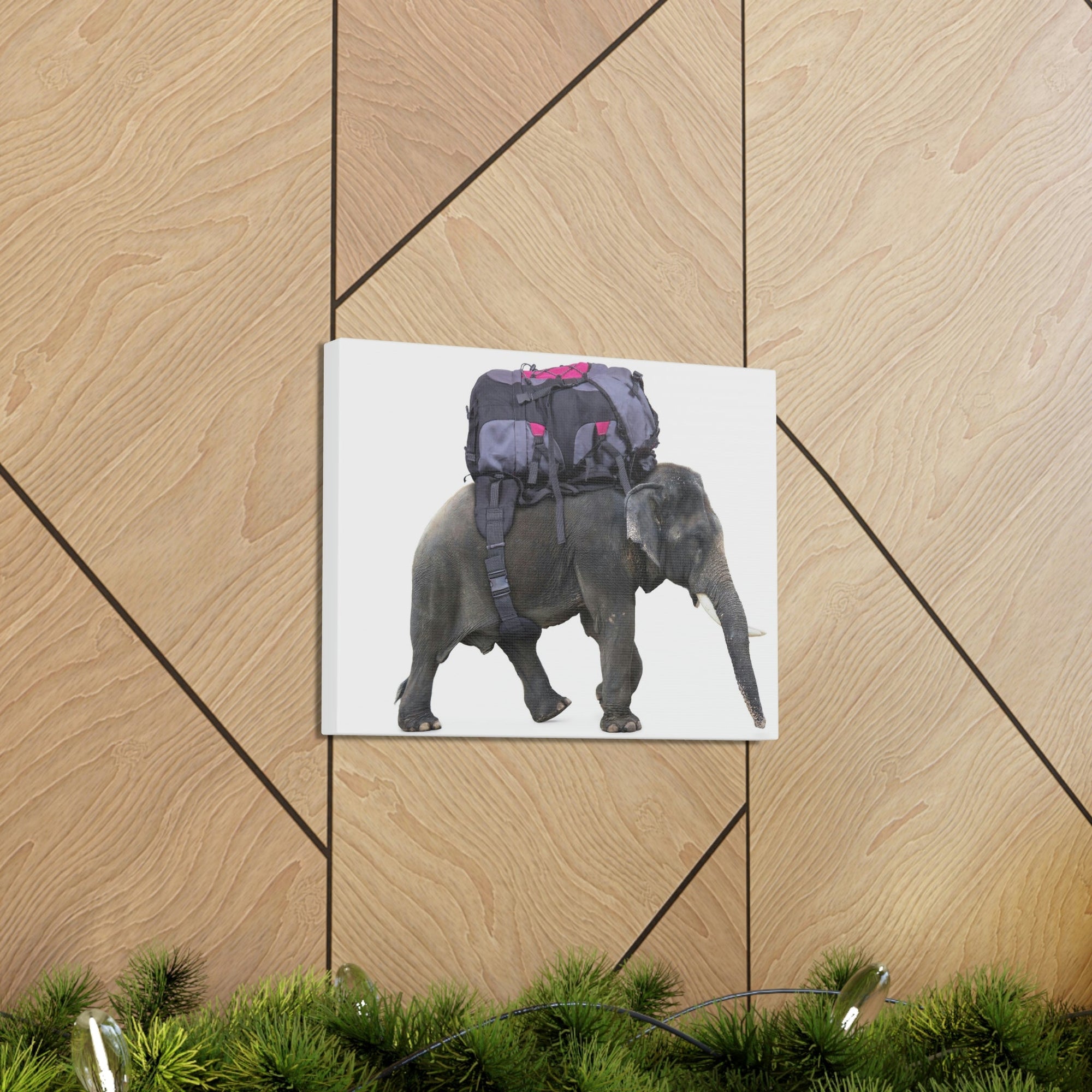 Funny African Elephant Silly African Elephant With a Backpack Inside Wall Art Ready to Hang Unframed-Express Your Love Gifts