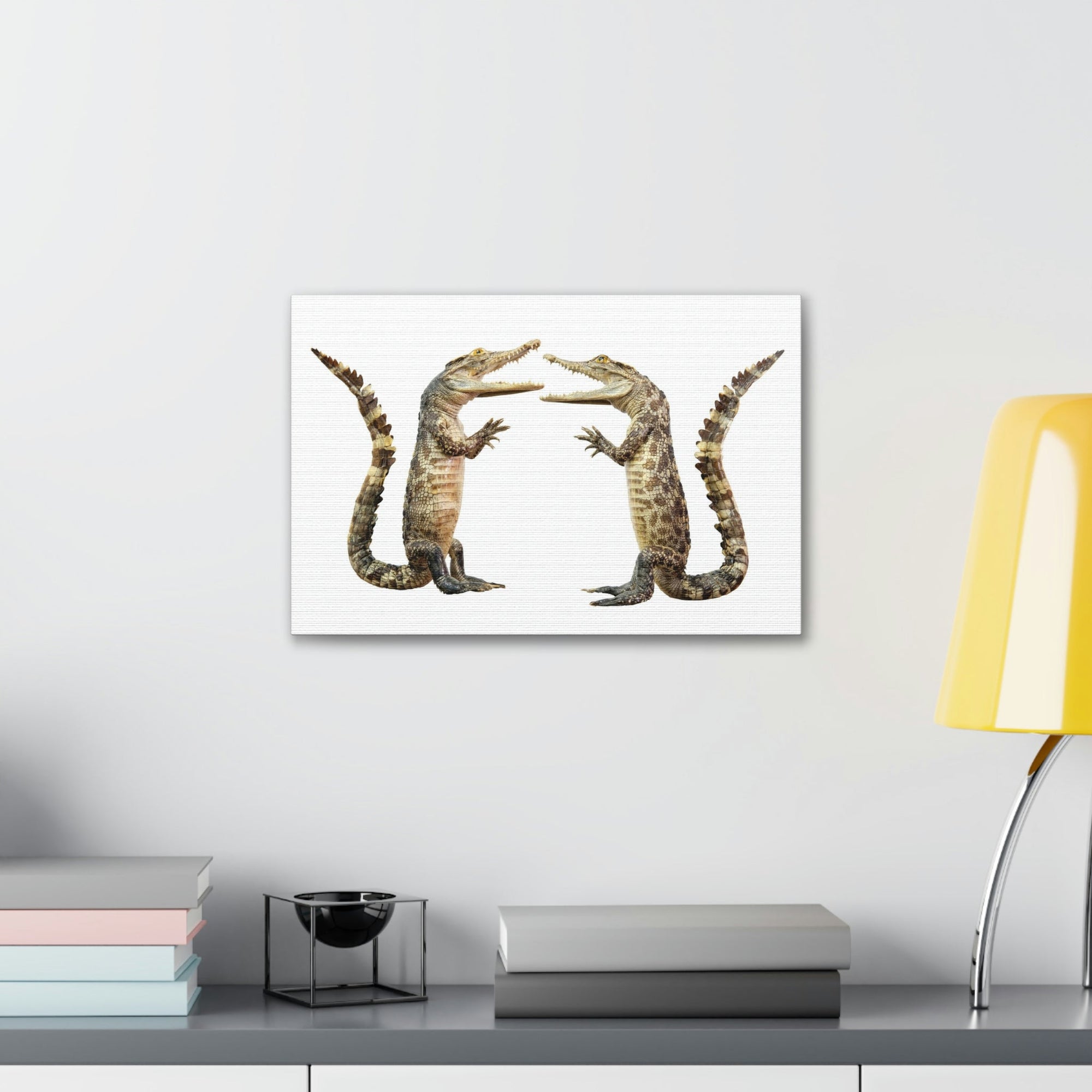 Funny Alligator Couple Dancing Inside Wall Art Ready to Hang Unframed-Express Your Love Gifts