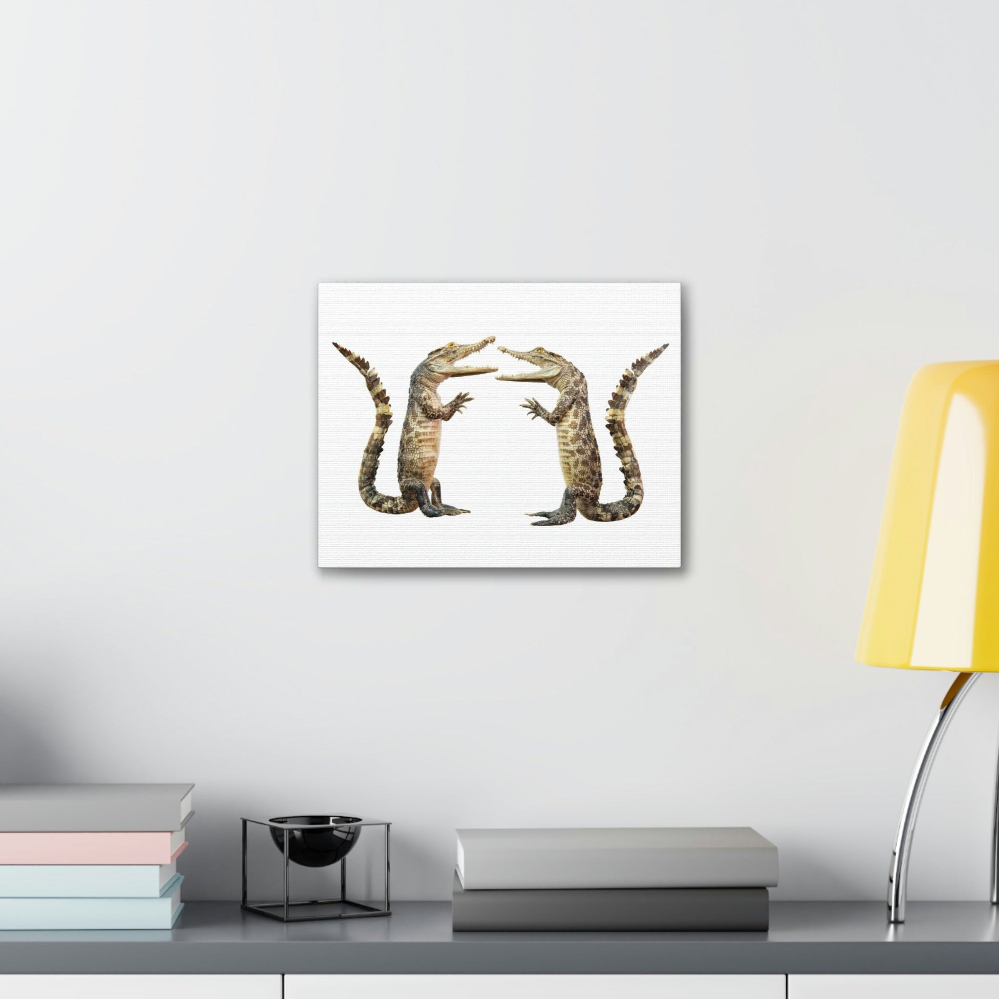 Funny Alligator Couple Dancing Inside Wall Art Ready to Hang Unframed-Express Your Love Gifts