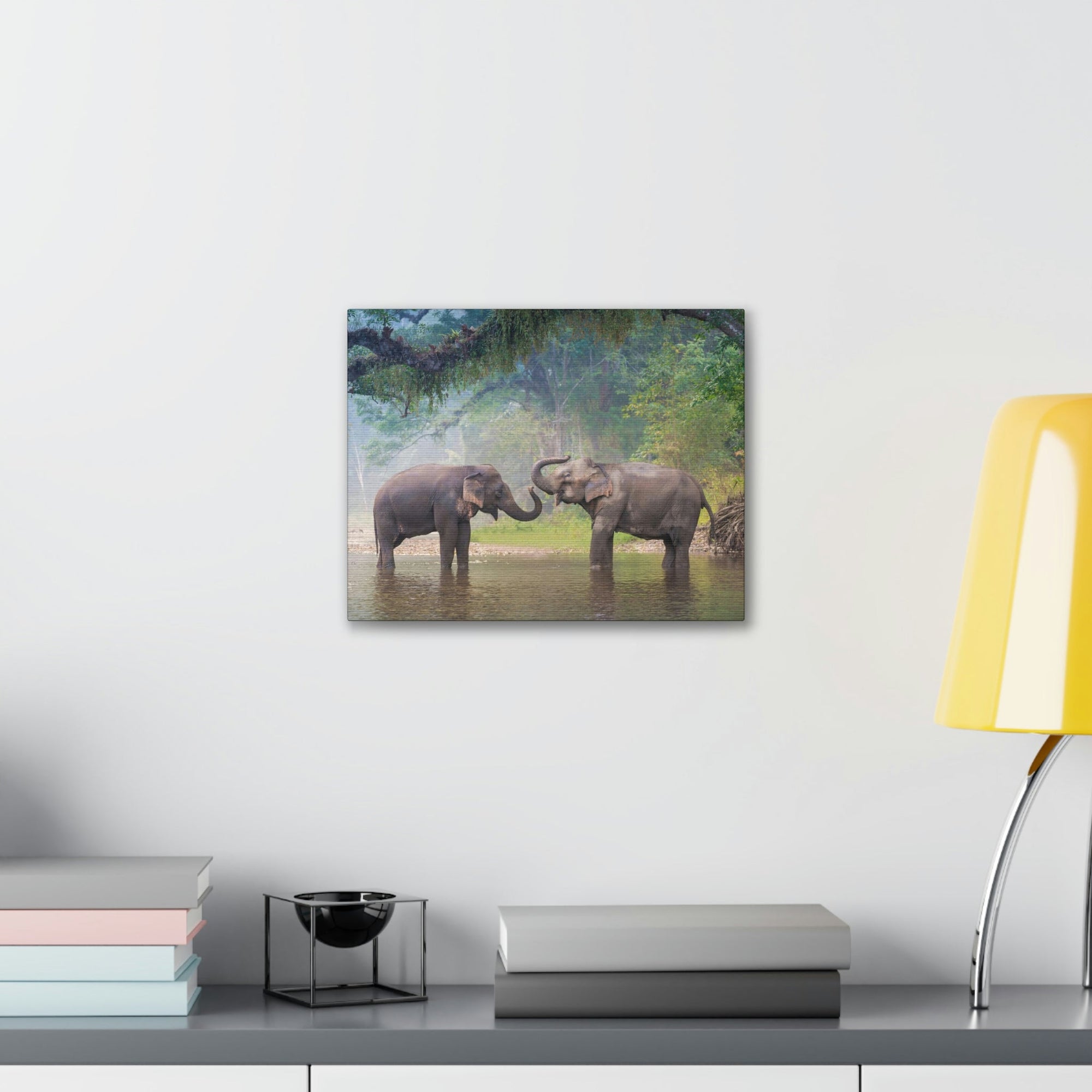 Funny Asian Elephant Silly Asian Elephant Couple Wall Art Ready to Hang Unframed-Express Your Love Gifts