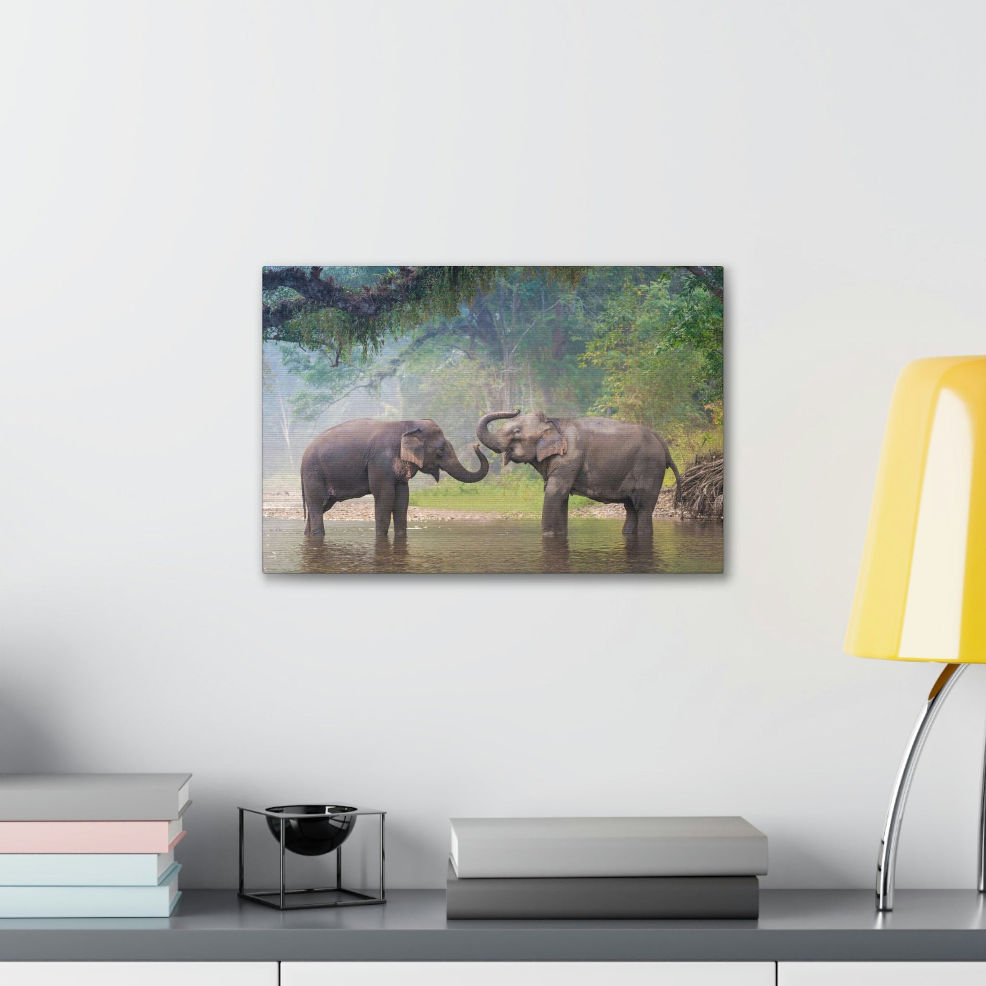 Funny Asian Elephant Silly Asian Elephant Couple Wall Art Ready to Hang Unframed-Express Your Love Gifts