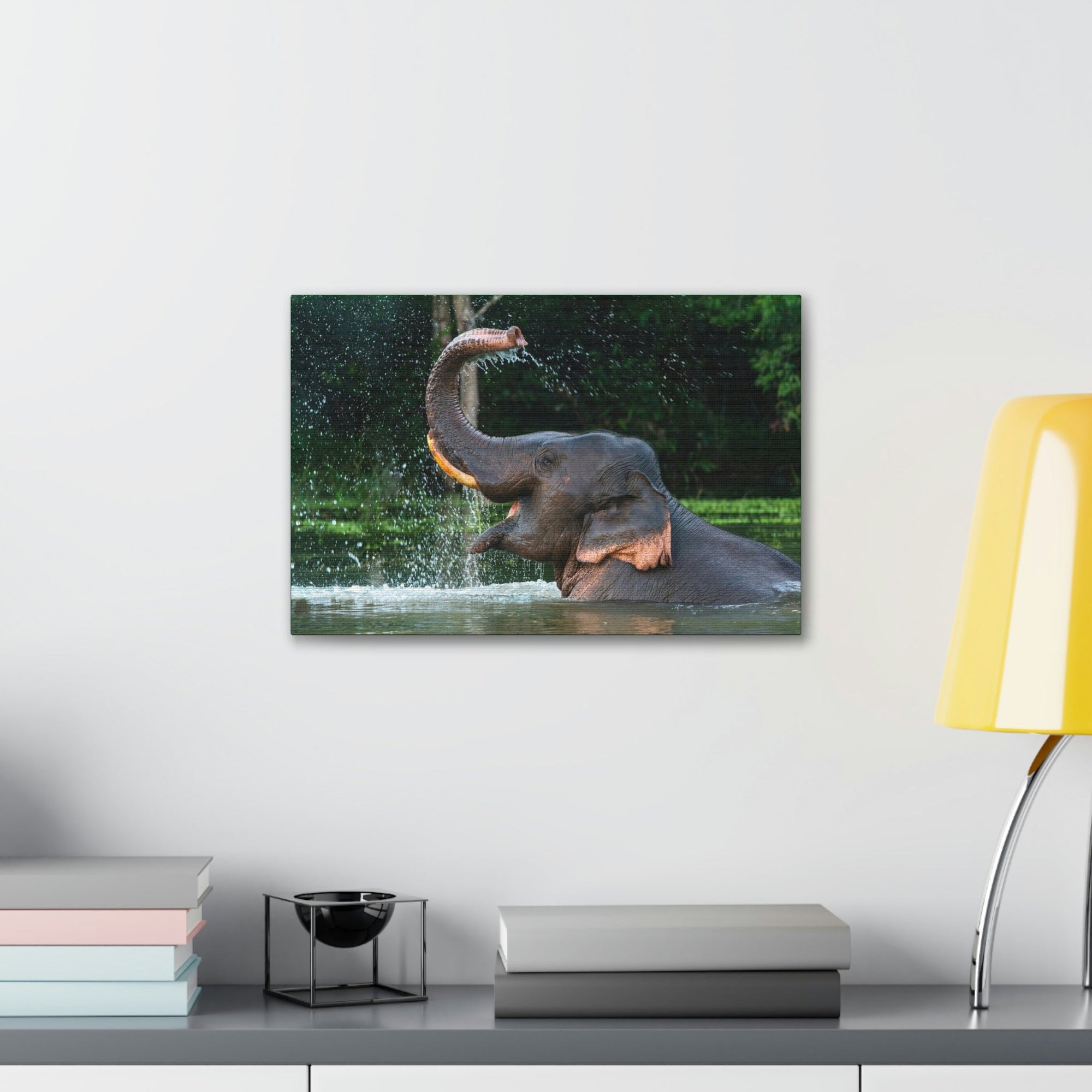 Funny Asian Elephant Silly Asian Elephant Outside wall Art Ready to Hang Unframed-Express Your Love Gifts