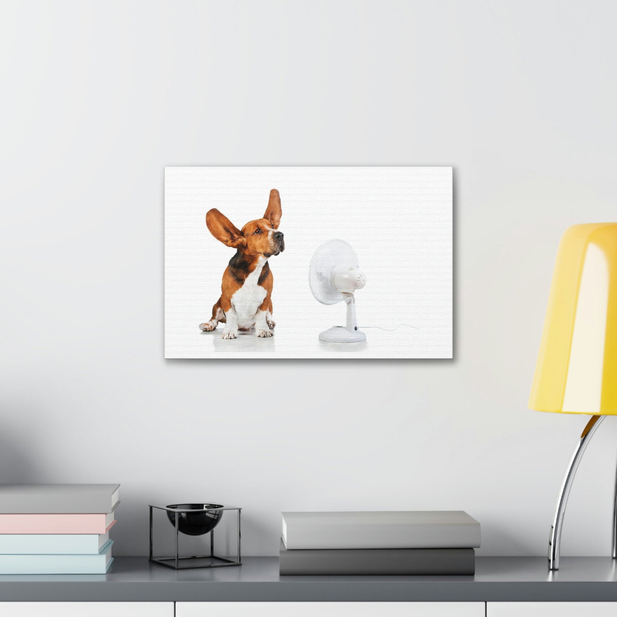 Scripture Walls Funny Basset Hound With Flying Ear Print Animal Wall Art Wildlife Canvas Prints Wall Art Ready to Hang Unframed-Express Your Love Gifts