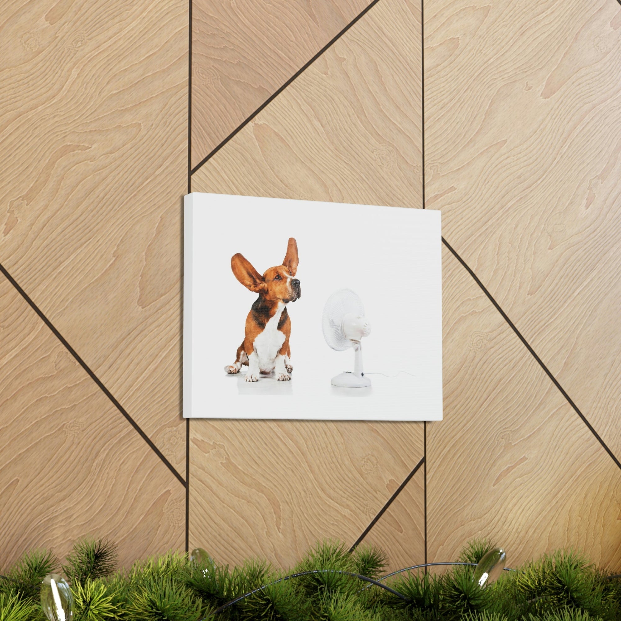 Scripture Walls Funny Basset Hound With Flying Ear Print Animal Wall Art Wildlife Canvas Prints Wall Art Ready to Hang Unframed-Express Your Love Gifts