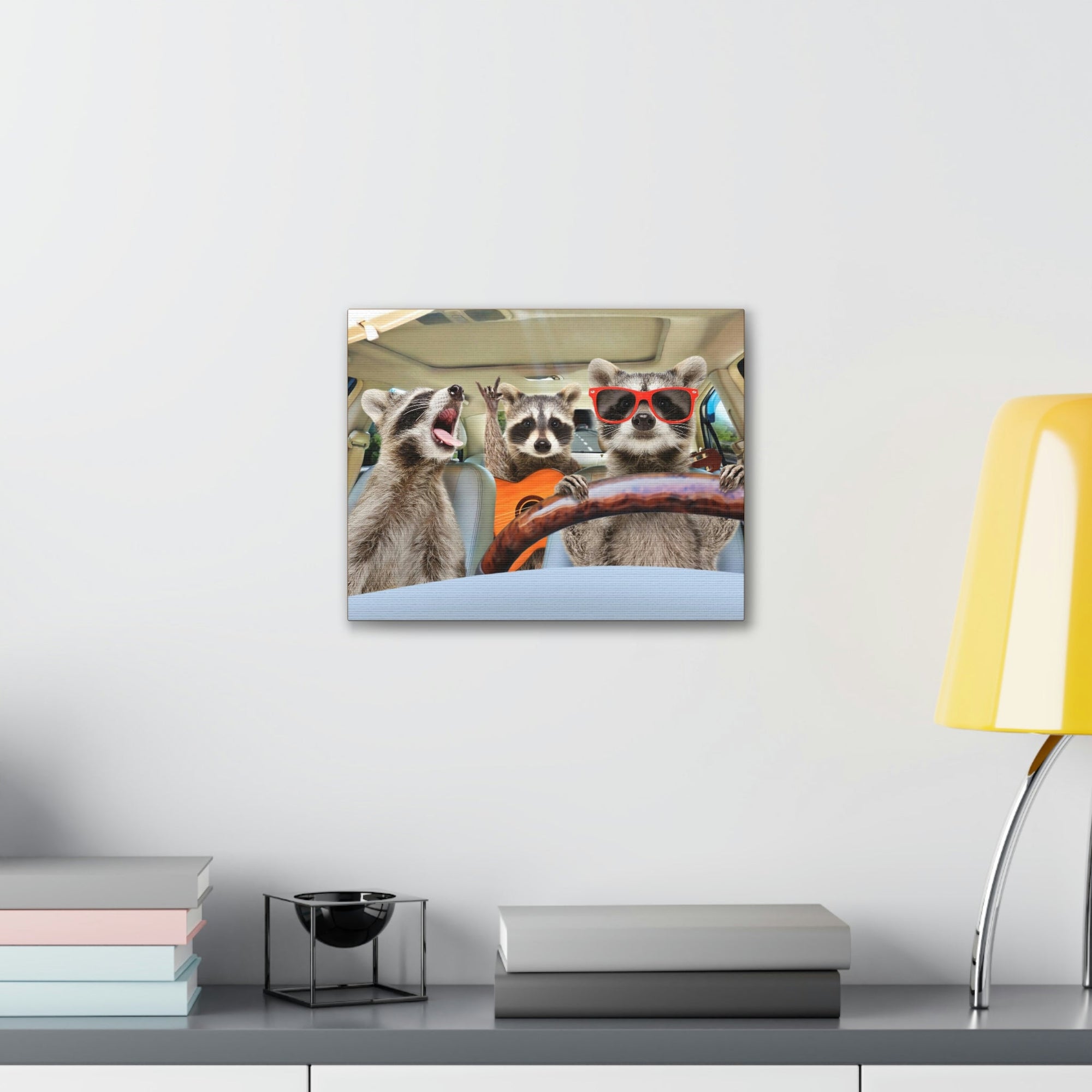 Funny Raccoon Silly Raccoon Couple Wall Art Ready to Hang Unframed-Express Your Love Gifts