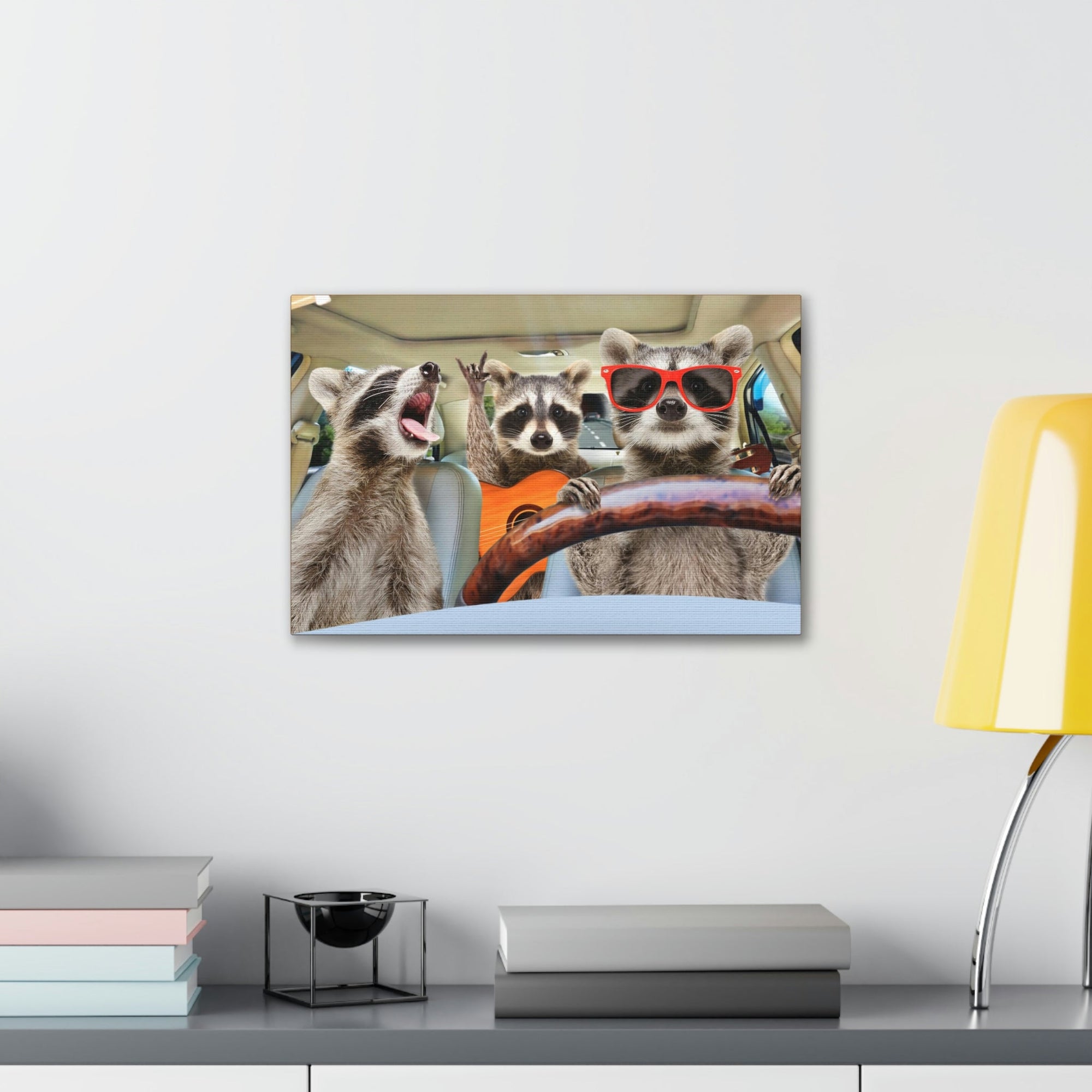 Funny Raccoon Silly Raccoon Couple Wall Art Ready to Hang Unframed-Express Your Love Gifts