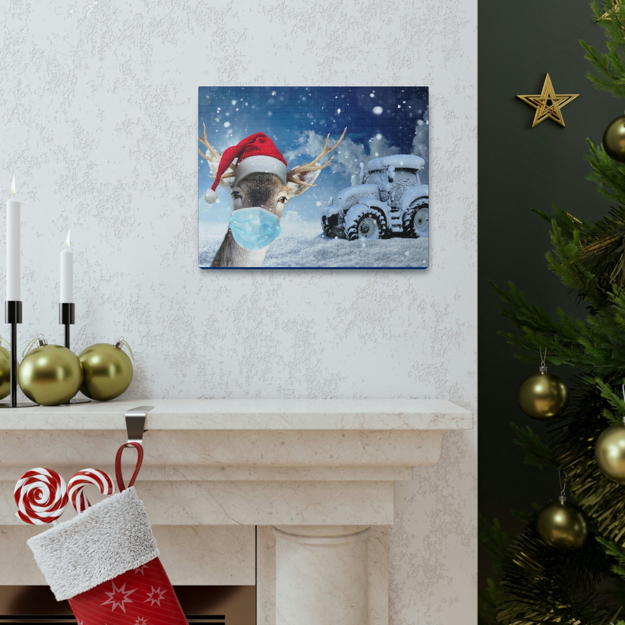 Funny Reindeer Silly Reindeer Outside Wall Art Ready To Hang Unframed-Express Your Love Gifts