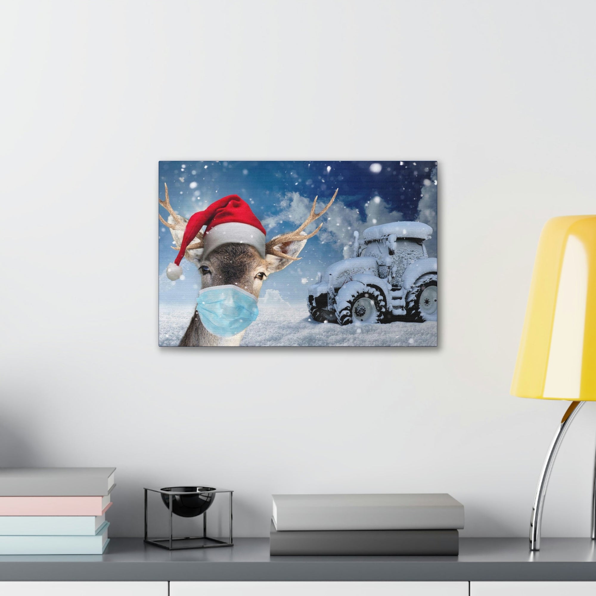 Funny Reindeer Silly Reindeer Outside Wall Art Ready To Hang Unframed-Express Your Love Gifts