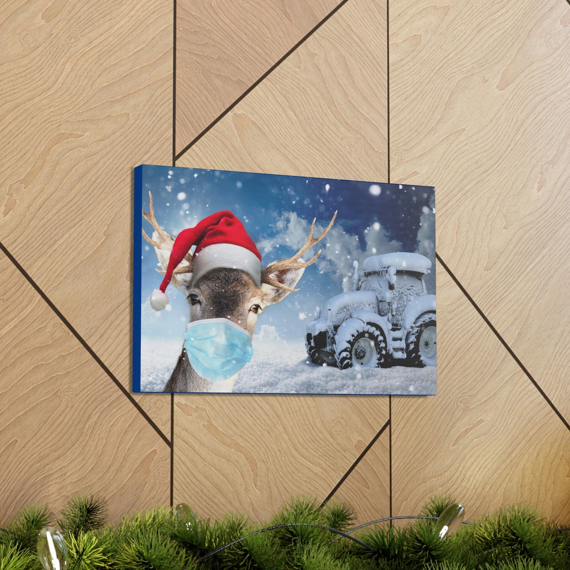 Funny Reindeer Silly Reindeer Outside Wall Art Ready To Hang Unframed-Express Your Love Gifts