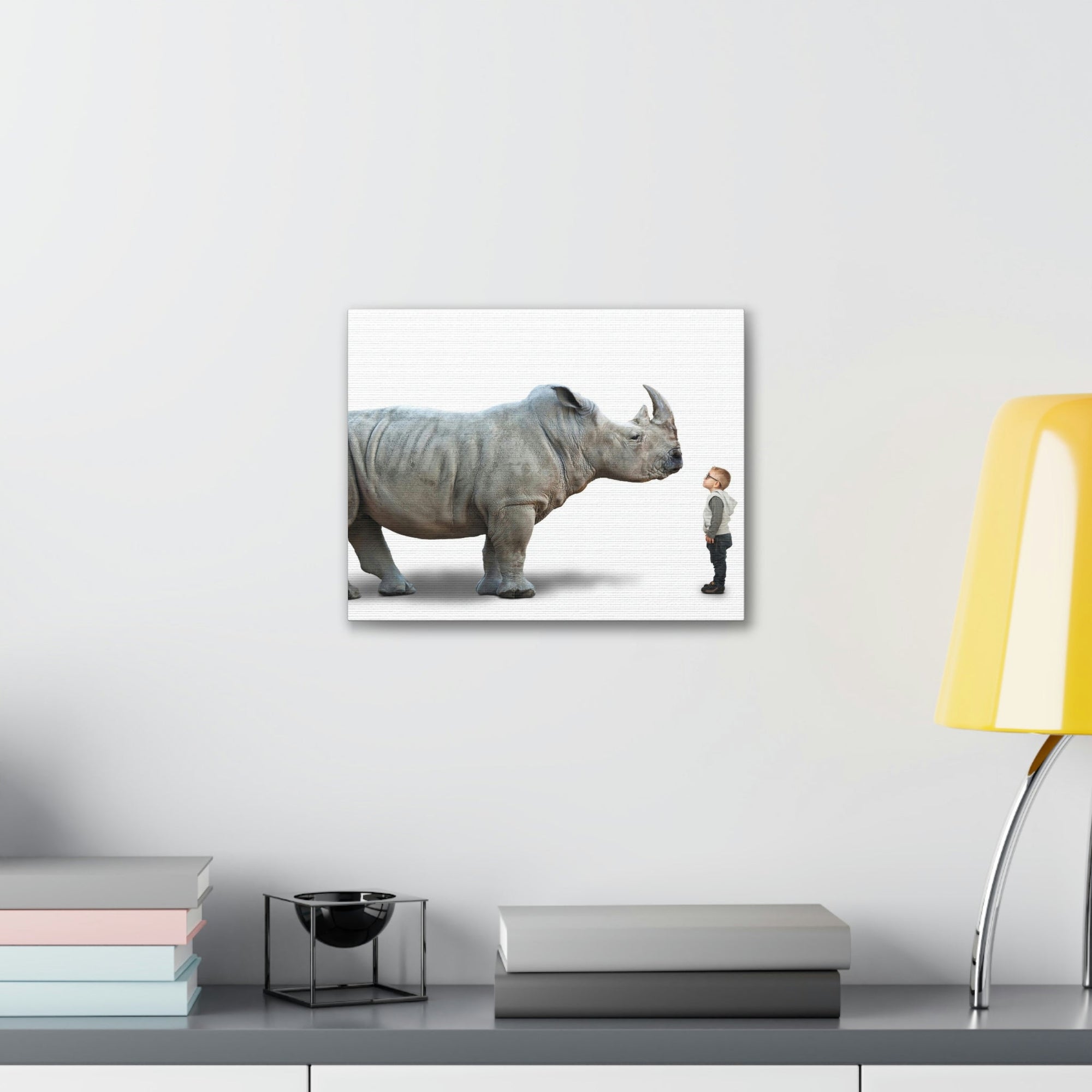 Funny Rhino Silly Rhino Inside Wall Art Ready to Hang Unframed-Express Your Love Gifts