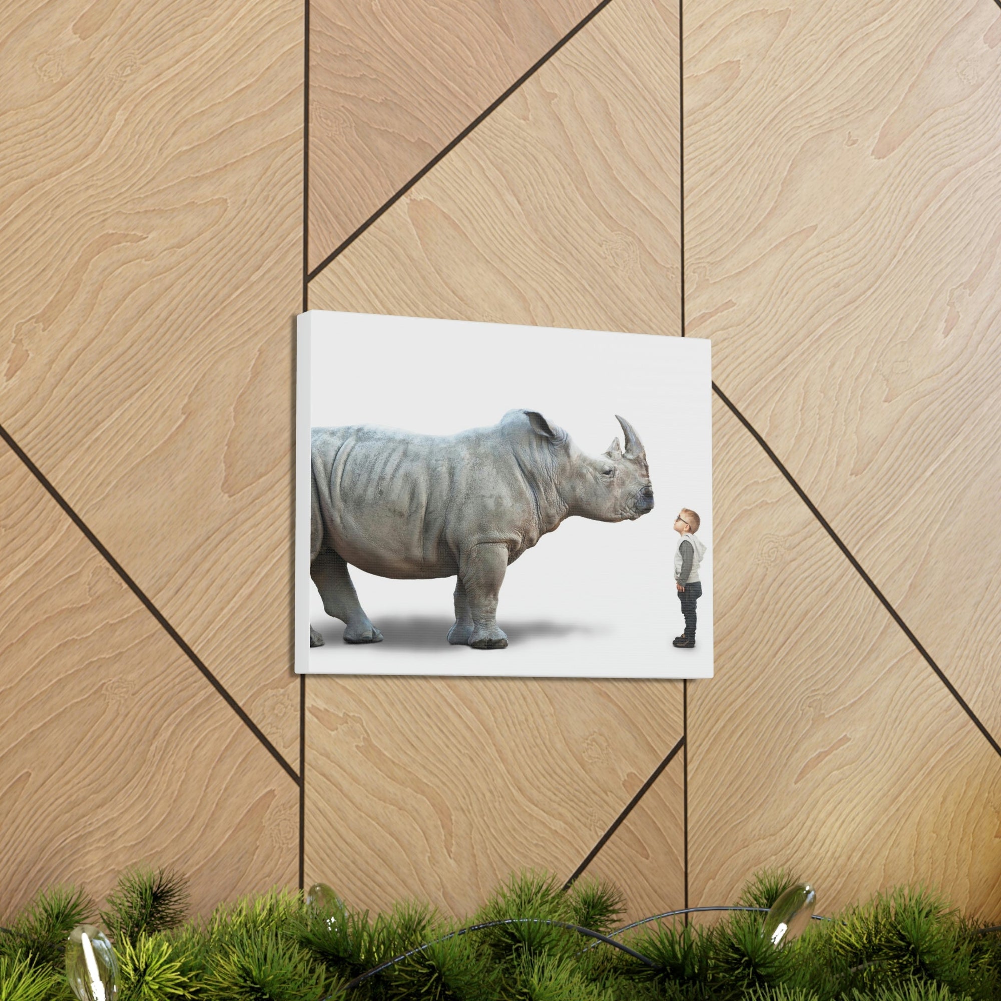 Funny Rhino Silly Rhino Inside Wall Art Ready to Hang Unframed-Express Your Love Gifts