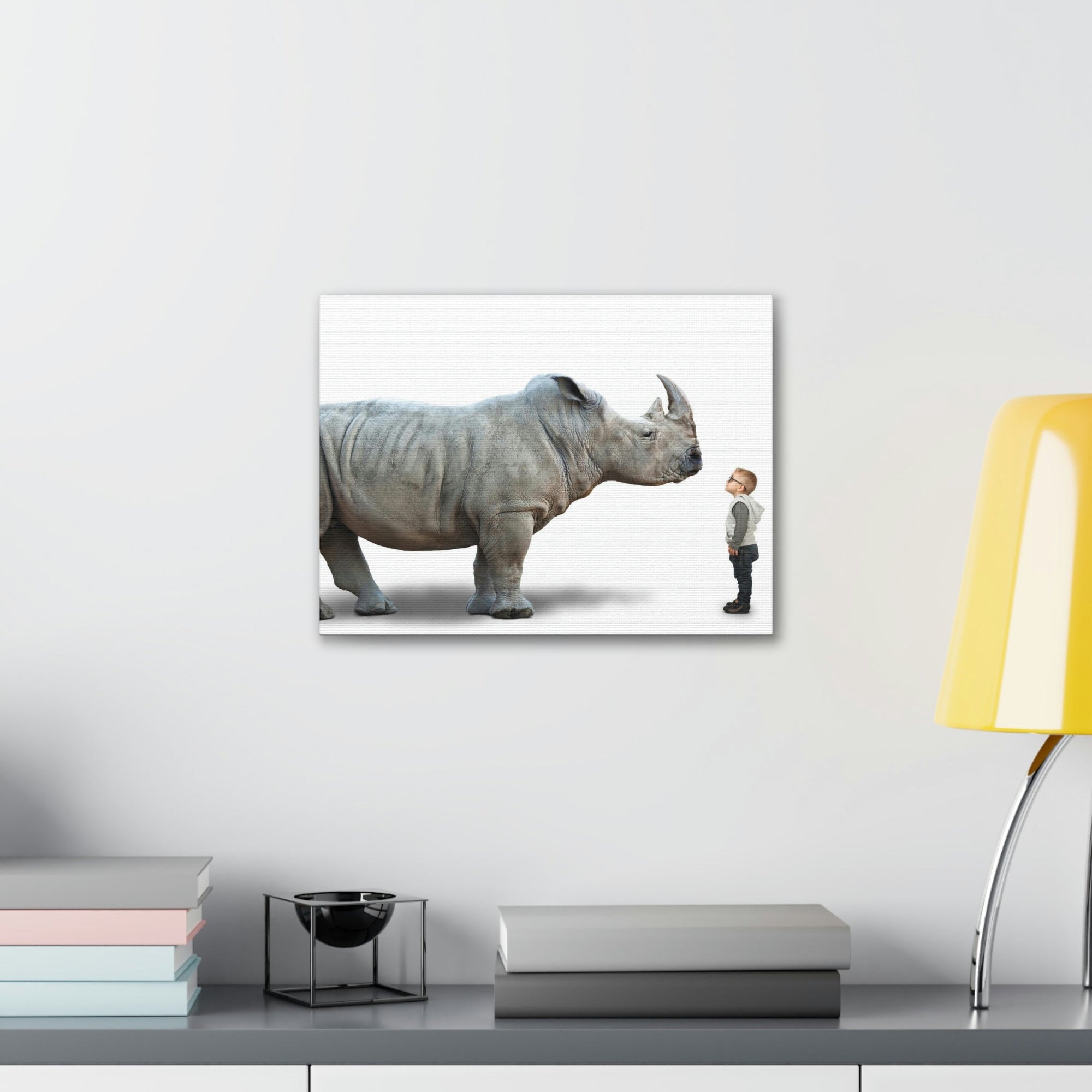 Funny Rhino Silly Rhino Inside Wall Art Ready to Hang Unframed-Express Your Love Gifts