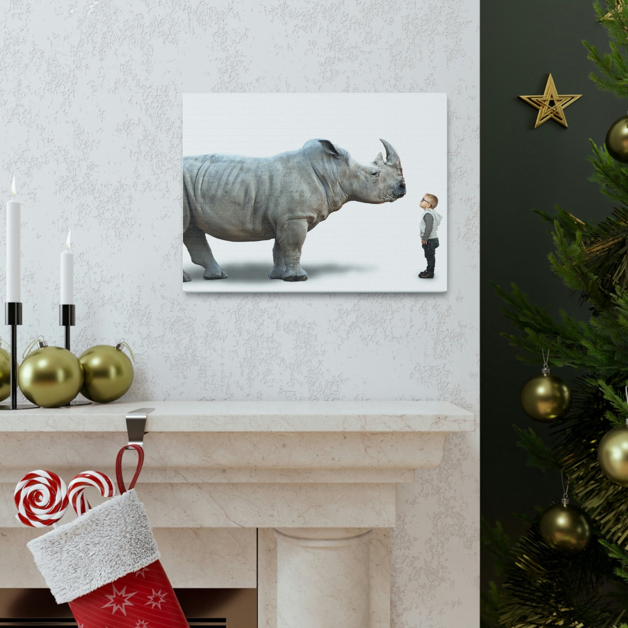 Funny Rhino Silly Rhino Inside Wall Art Ready to Hang Unframed-Express Your Love Gifts