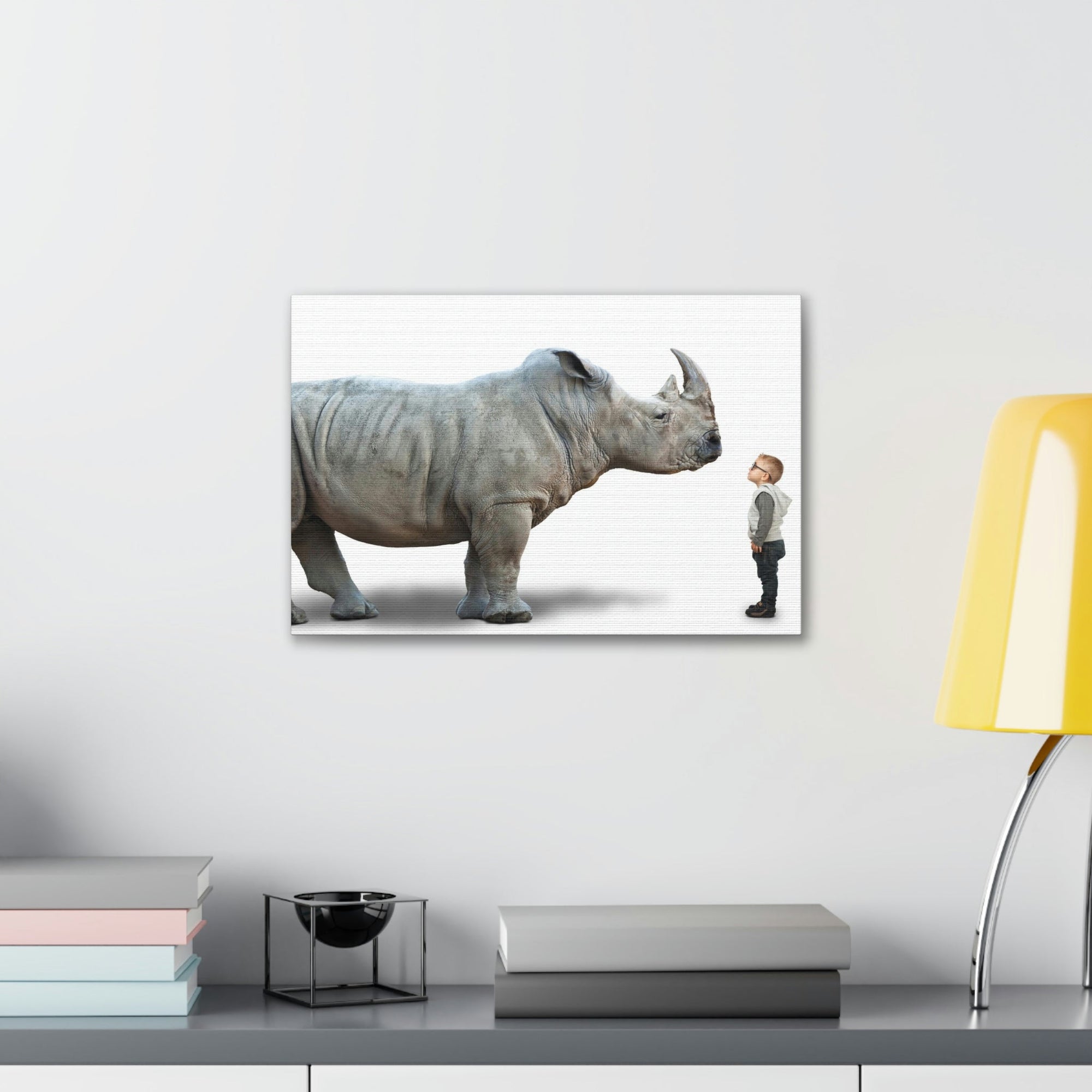 Funny Rhino Silly Rhino Inside Wall Art Ready to Hang Unframed-Express Your Love Gifts