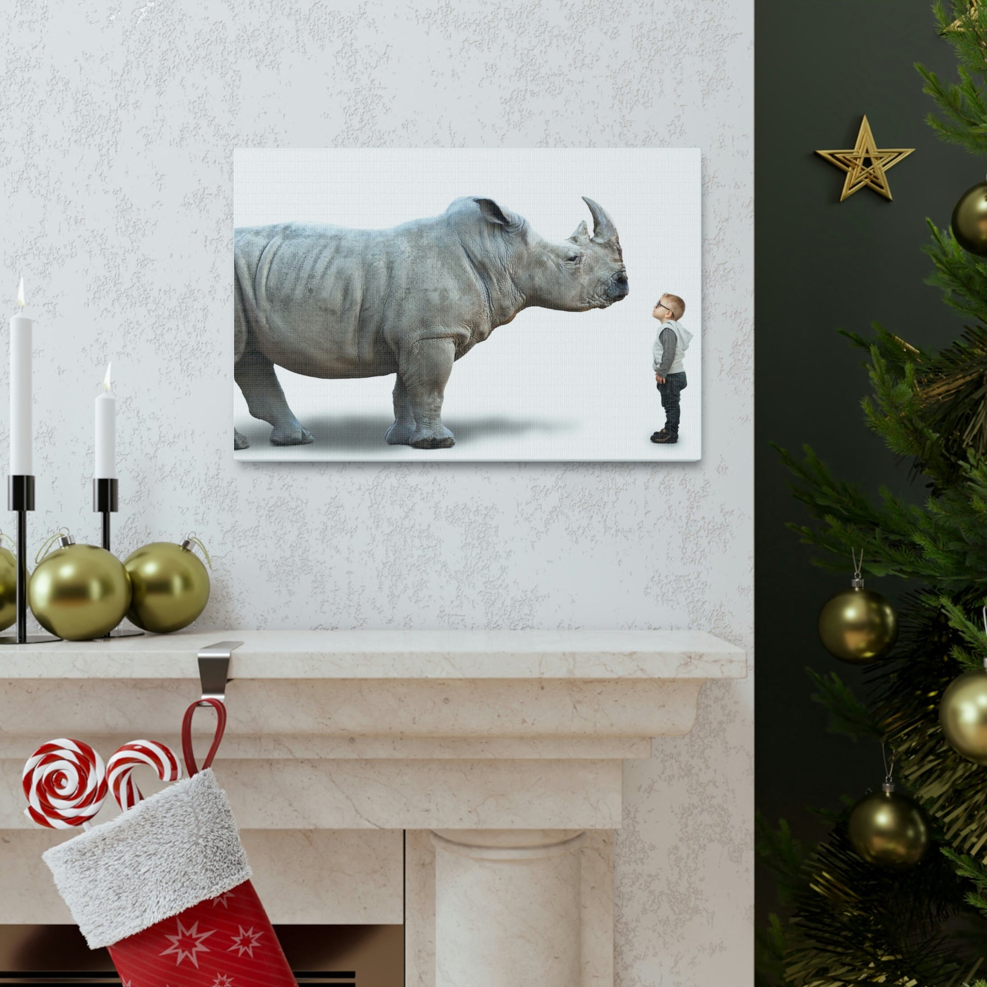 Funny Rhino Silly Rhino Inside Wall Art Ready to Hang Unframed-Express Your Love Gifts