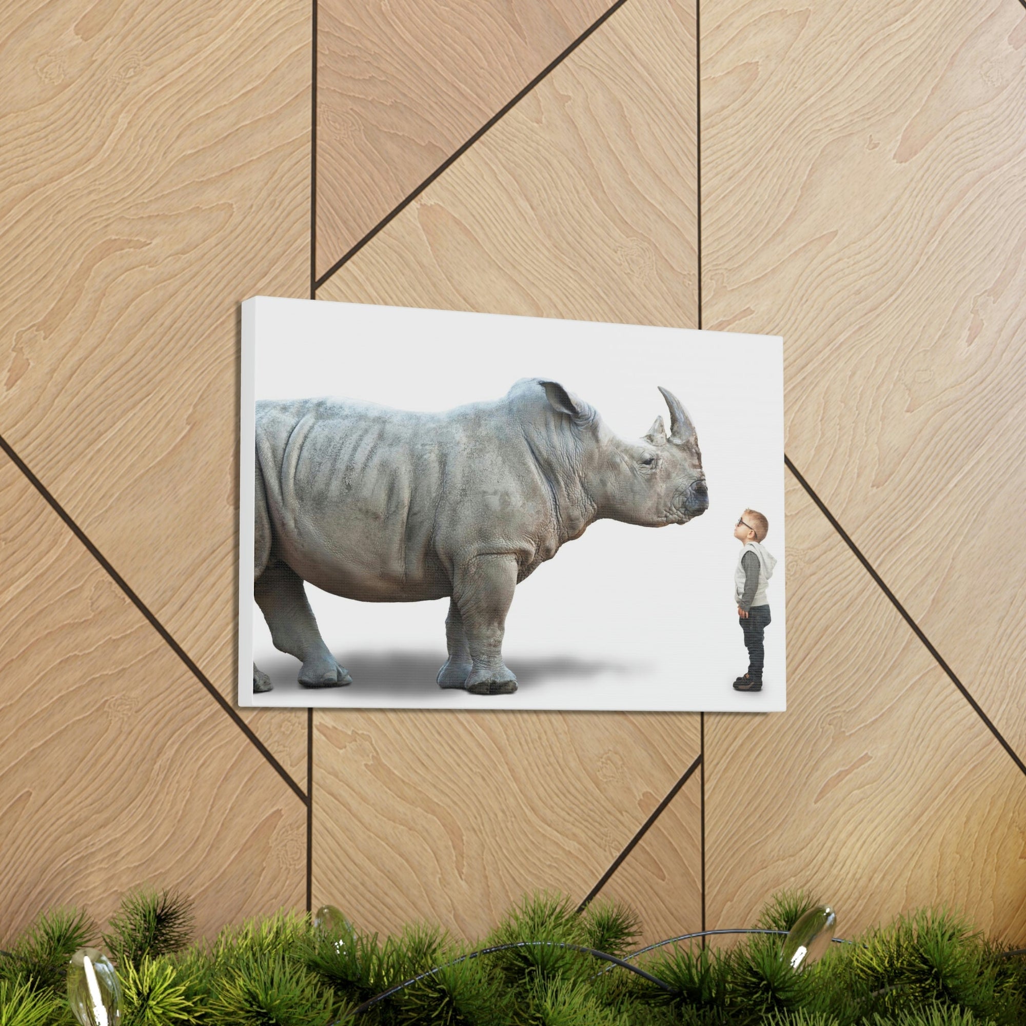 Funny Rhino Silly Rhino Inside Wall Art Ready to Hang Unframed-Express Your Love Gifts