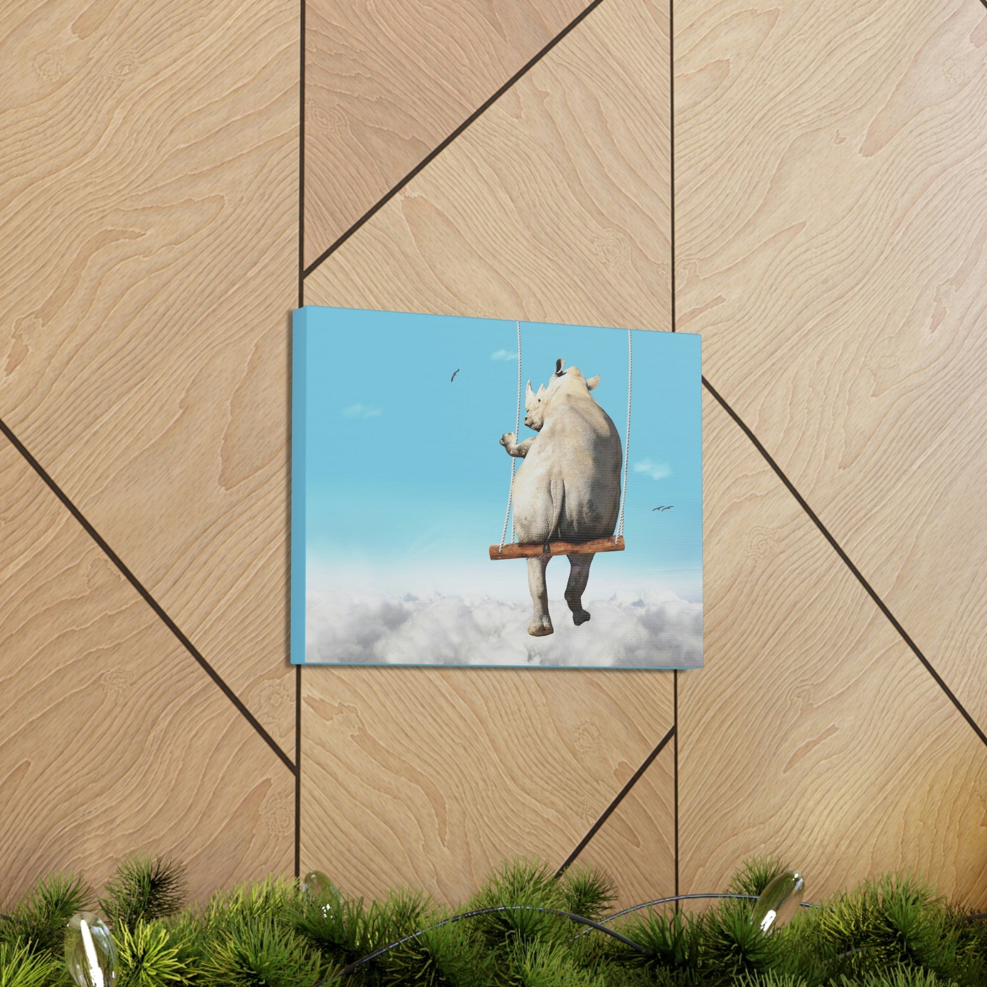 Funny Rhino Silly Rhino Outside Wall Art Ready to Hang Unframed-Express Your Love Gifts