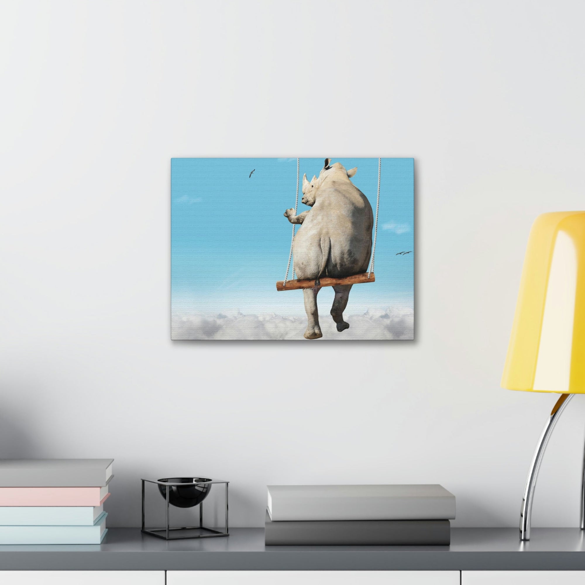 Funny Rhino Silly Rhino Outside Wall Art Ready to Hang Unframed-Express Your Love Gifts