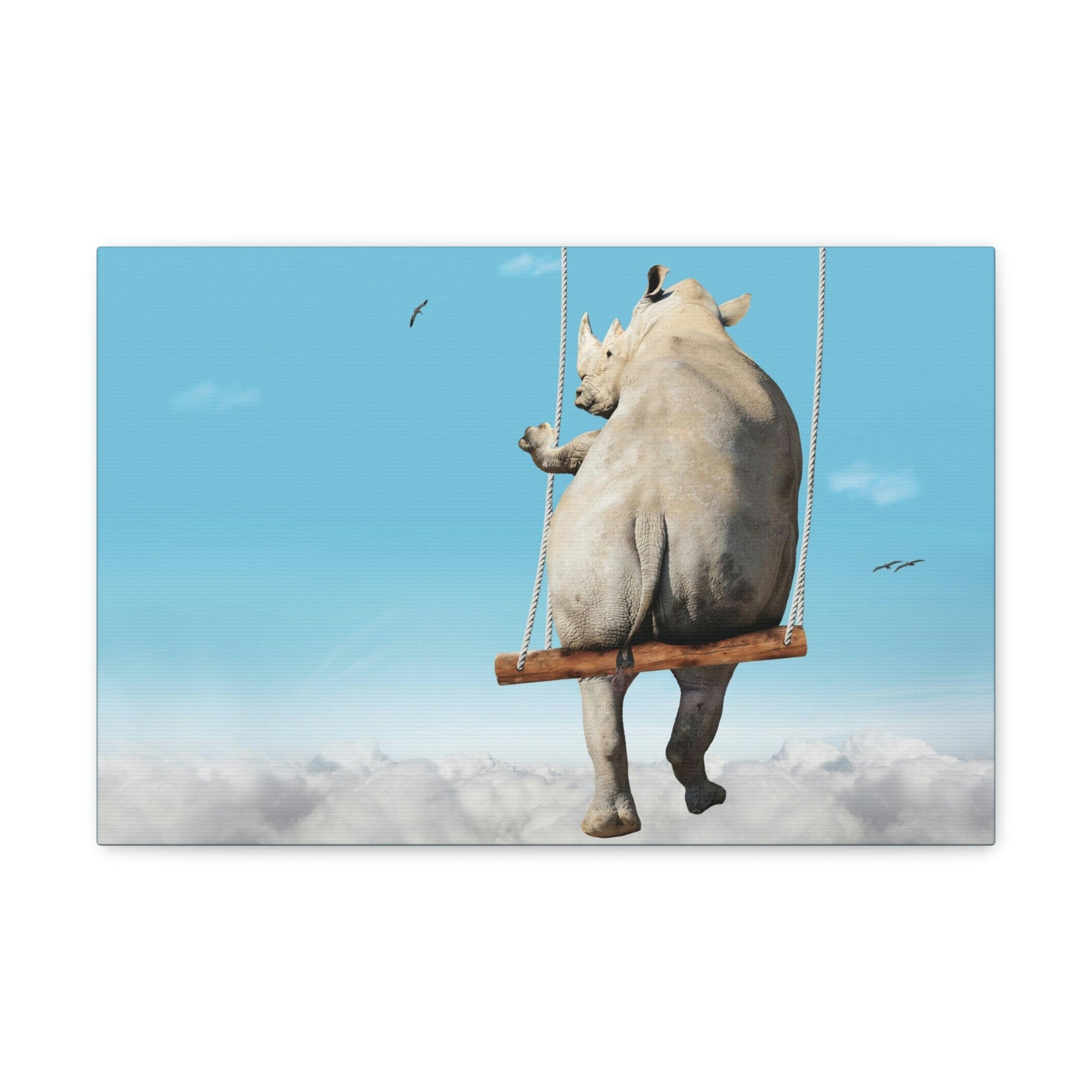 Funny Rhino Silly Rhino Outside Wall Art Ready to Hang Unframed-Express Your Love Gifts