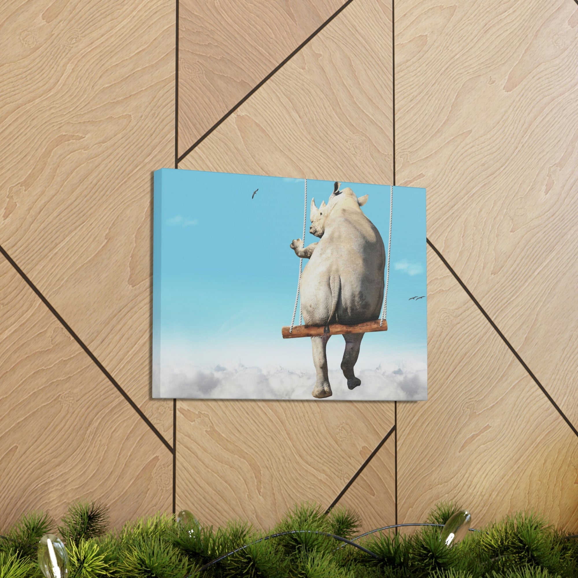 Funny Rhino Silly Rhino Outside Wall Art Ready to Hang Unframed-Express Your Love Gifts