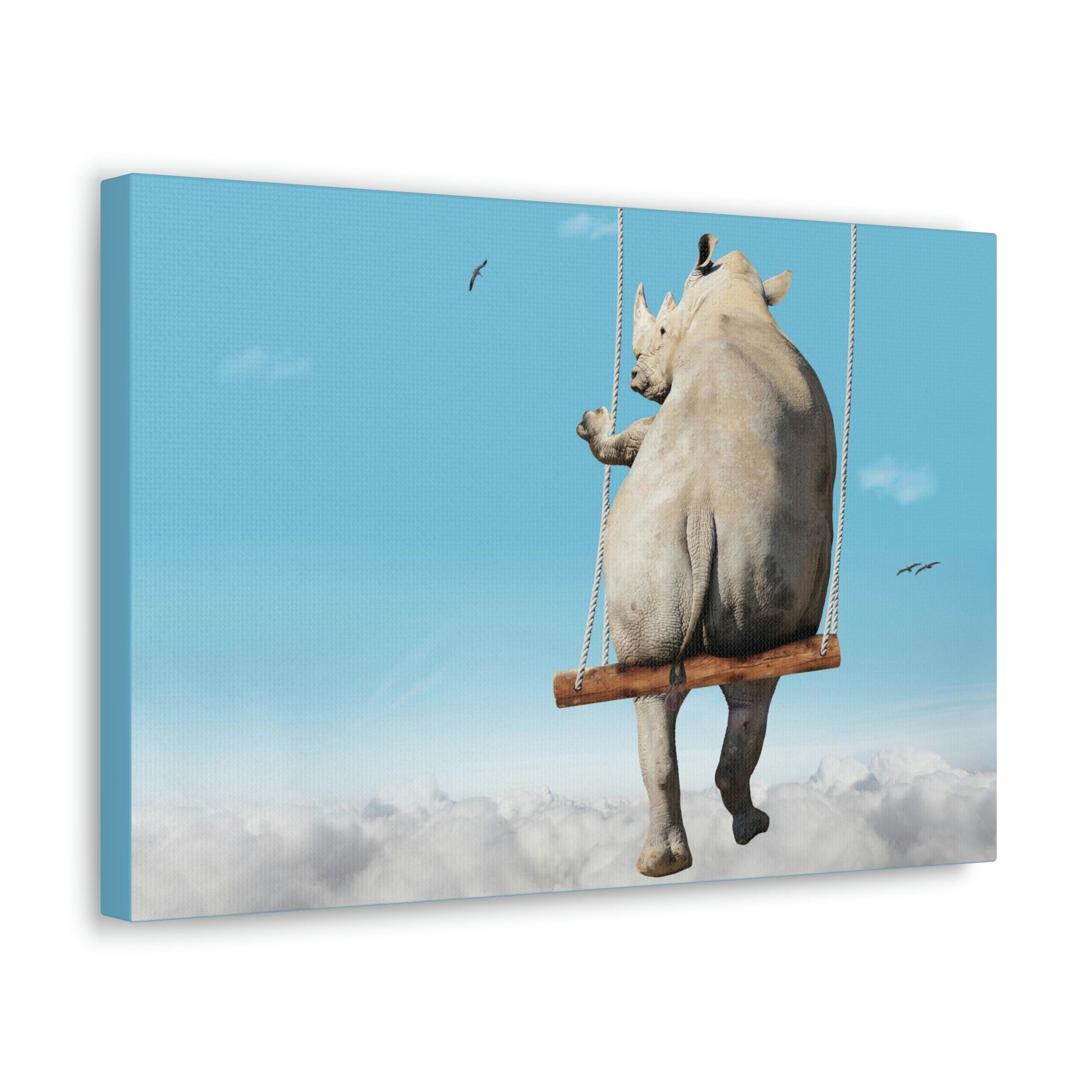 Funny Rhino Silly Rhino Outside Wall Art Ready to Hang Unframed-Express Your Love Gifts