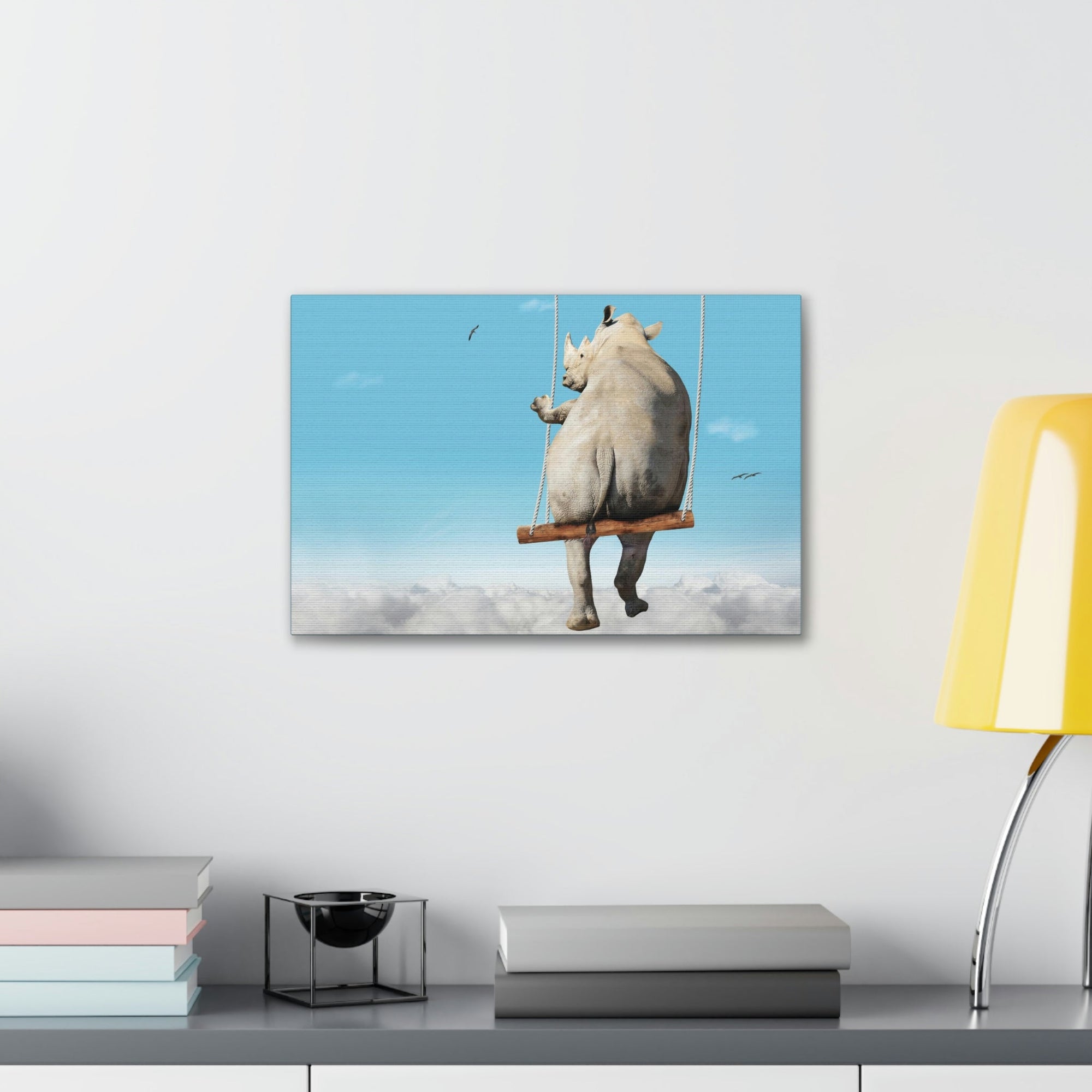 Funny Rhino Silly Rhino Outside Wall Art Ready to Hang Unframed-Express Your Love Gifts