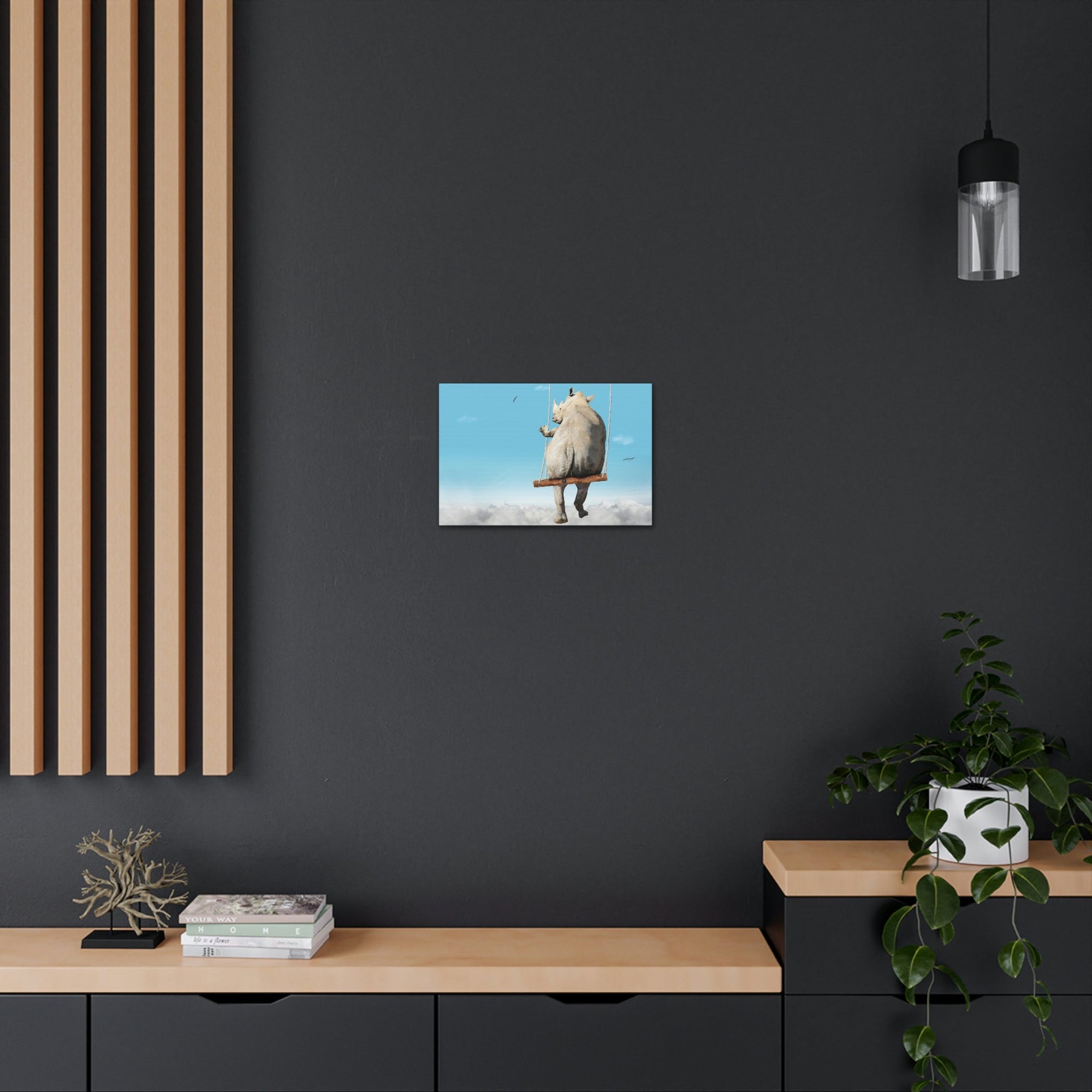 Funny Rhino Silly Rhino Outside Wall Art Ready to Hang Unframed-Express Your Love Gifts