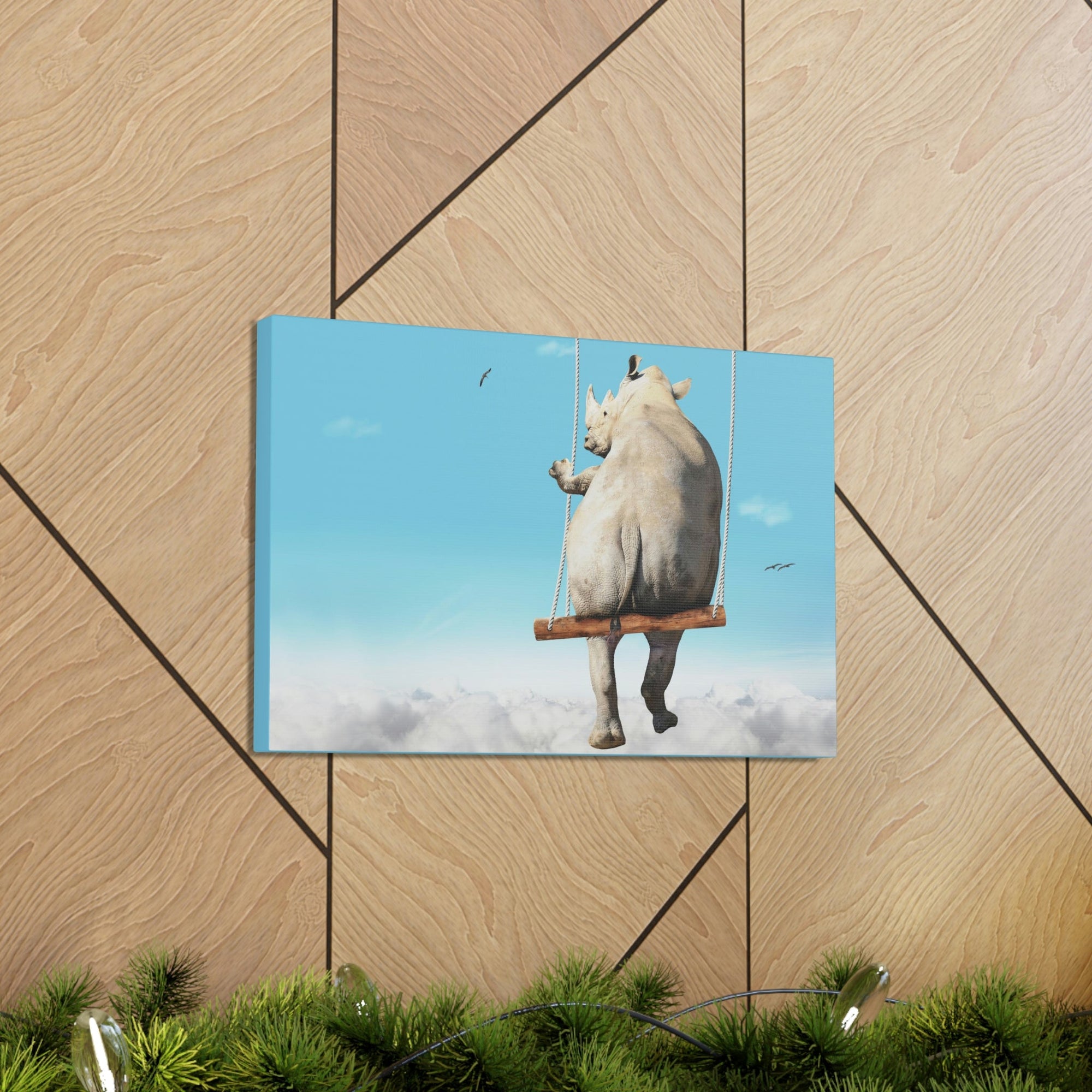 Funny Rhino Silly Rhino Outside Wall Art Ready to Hang Unframed-Express Your Love Gifts