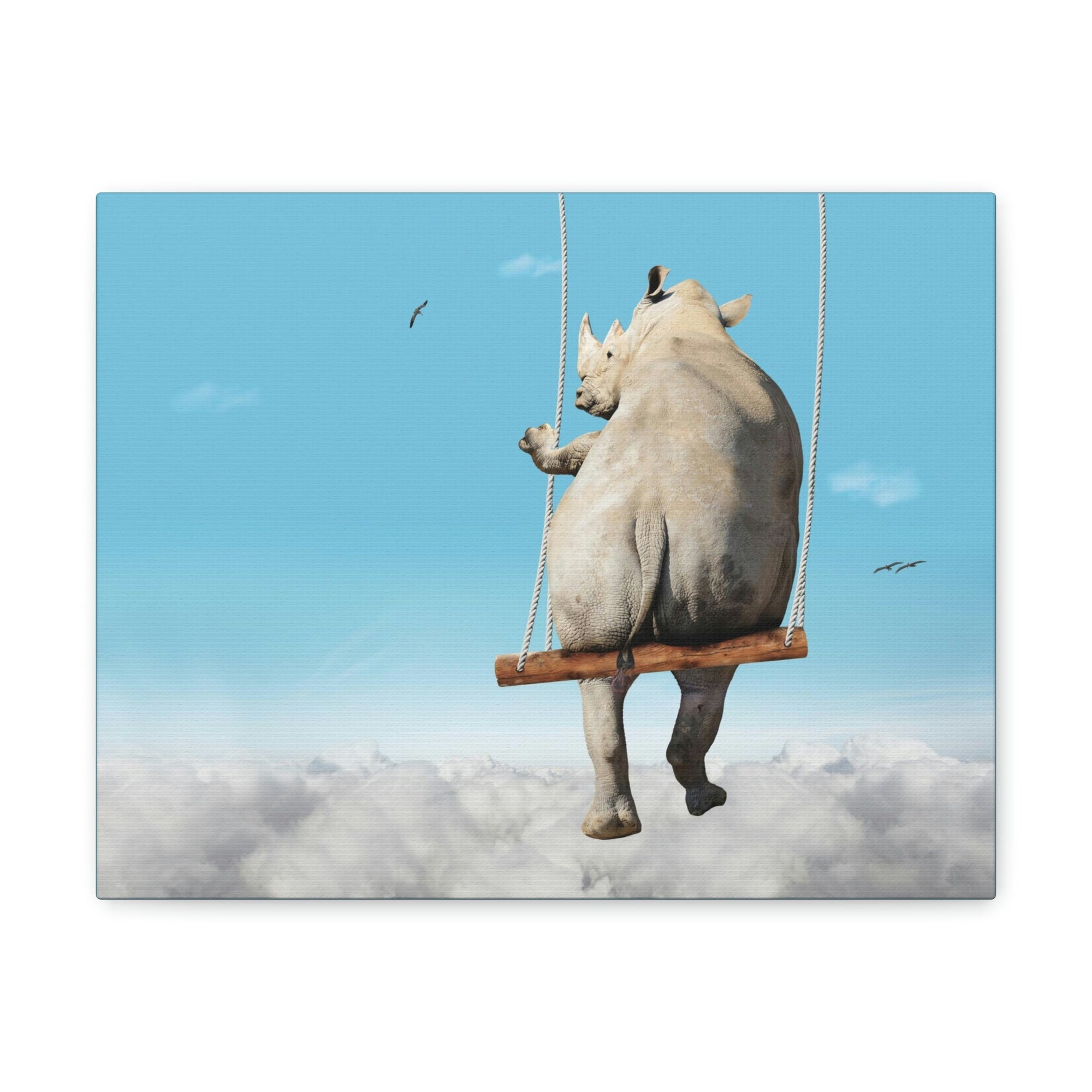 Funny Rhino Silly Rhino Outside Wall Art Ready to Hang Unframed-Express Your Love Gifts