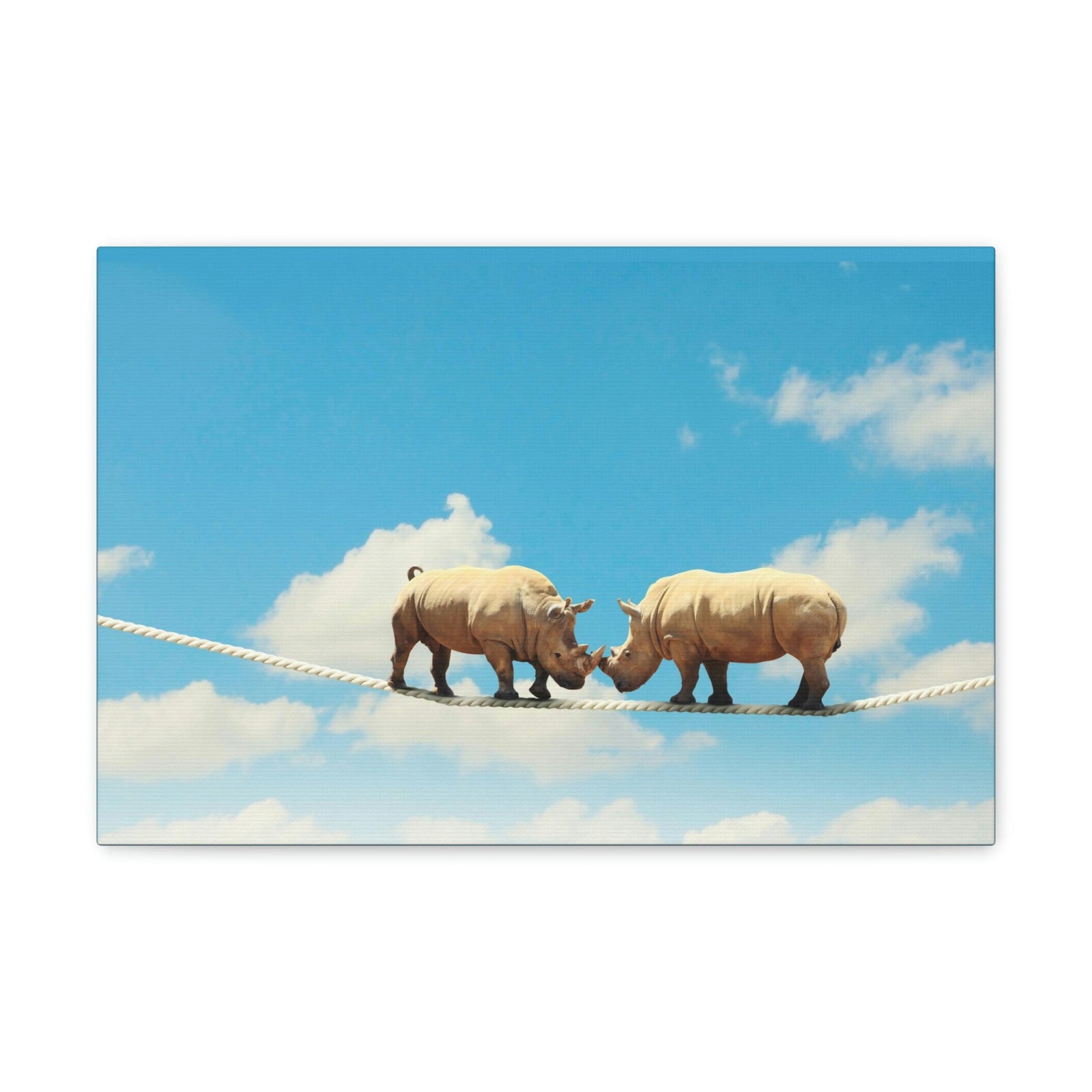 Funny Rhinoceros Silly Rhinoceros Couple Wall Art Ready to Hang Unframed-Express Your Love Gifts