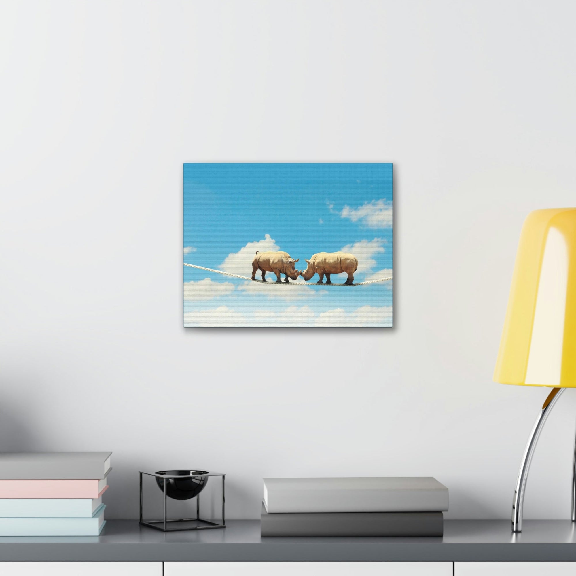 Funny Rhinoceros Silly Rhinoceros Couple Wall Art Ready to Hang Unframed-Express Your Love Gifts