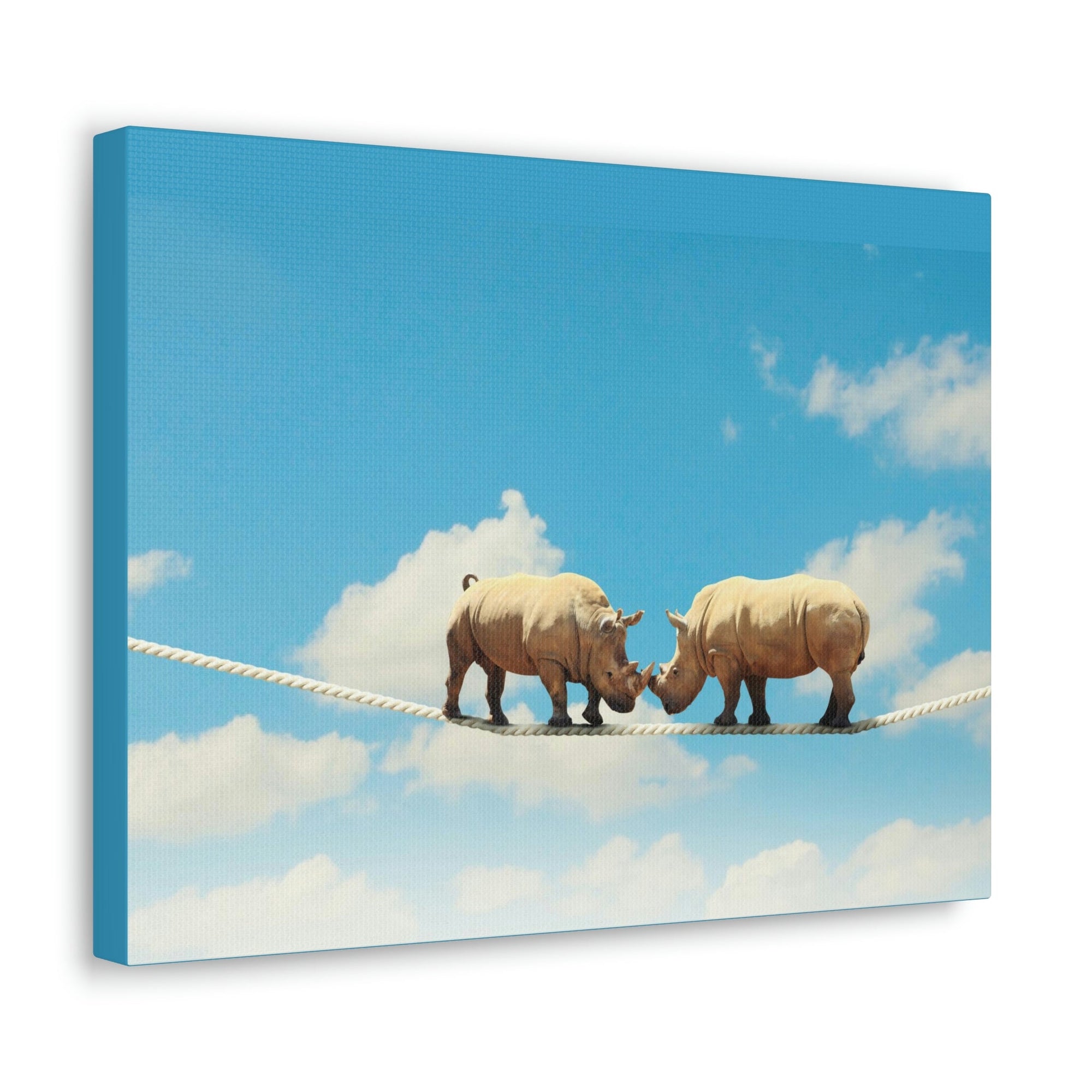 Funny Rhinoceros Silly Rhinoceros Couple Wall Art Ready to Hang Unframed-Express Your Love Gifts