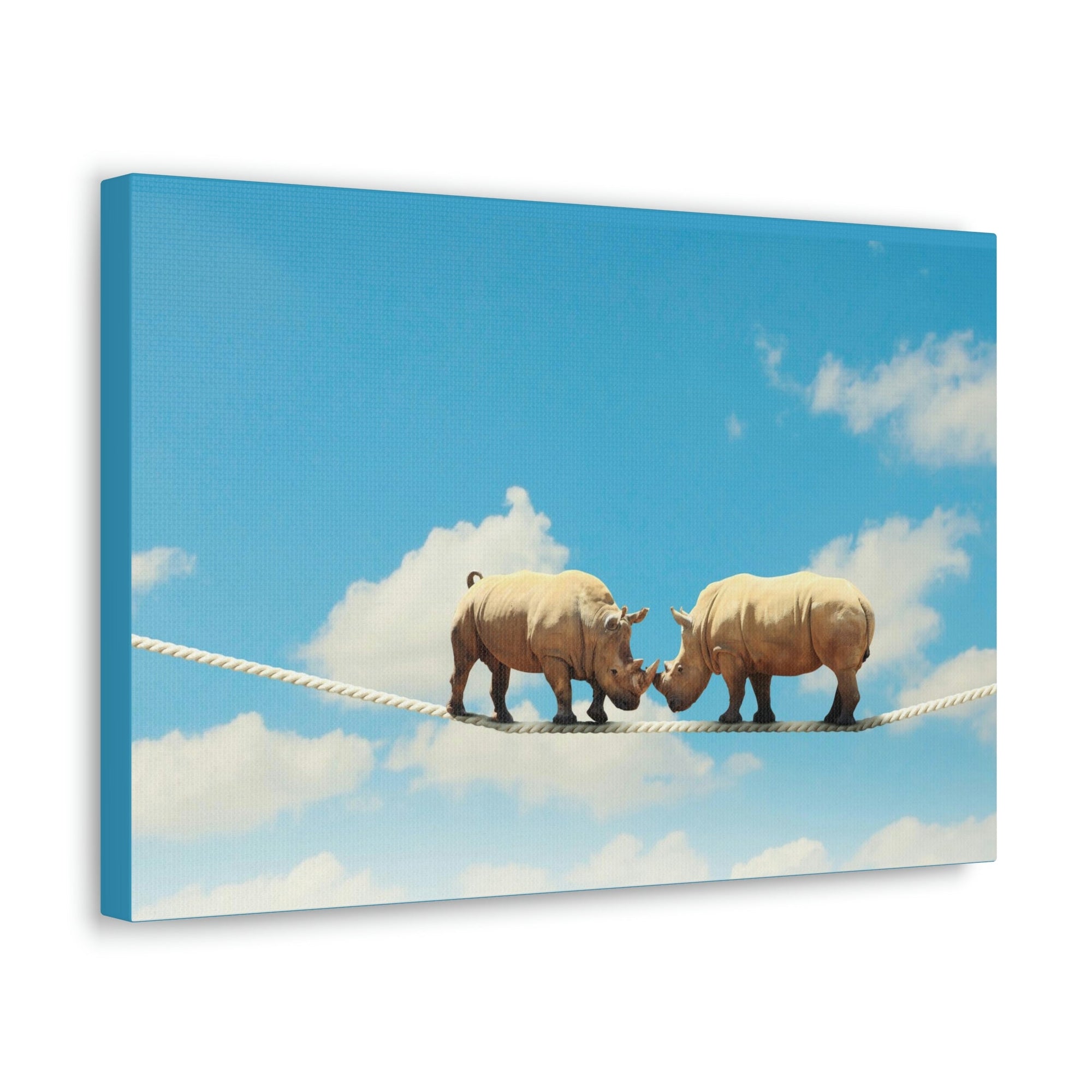 Funny Rhinoceros Silly Rhinoceros Couple Wall Art Ready to Hang Unframed-Express Your Love Gifts