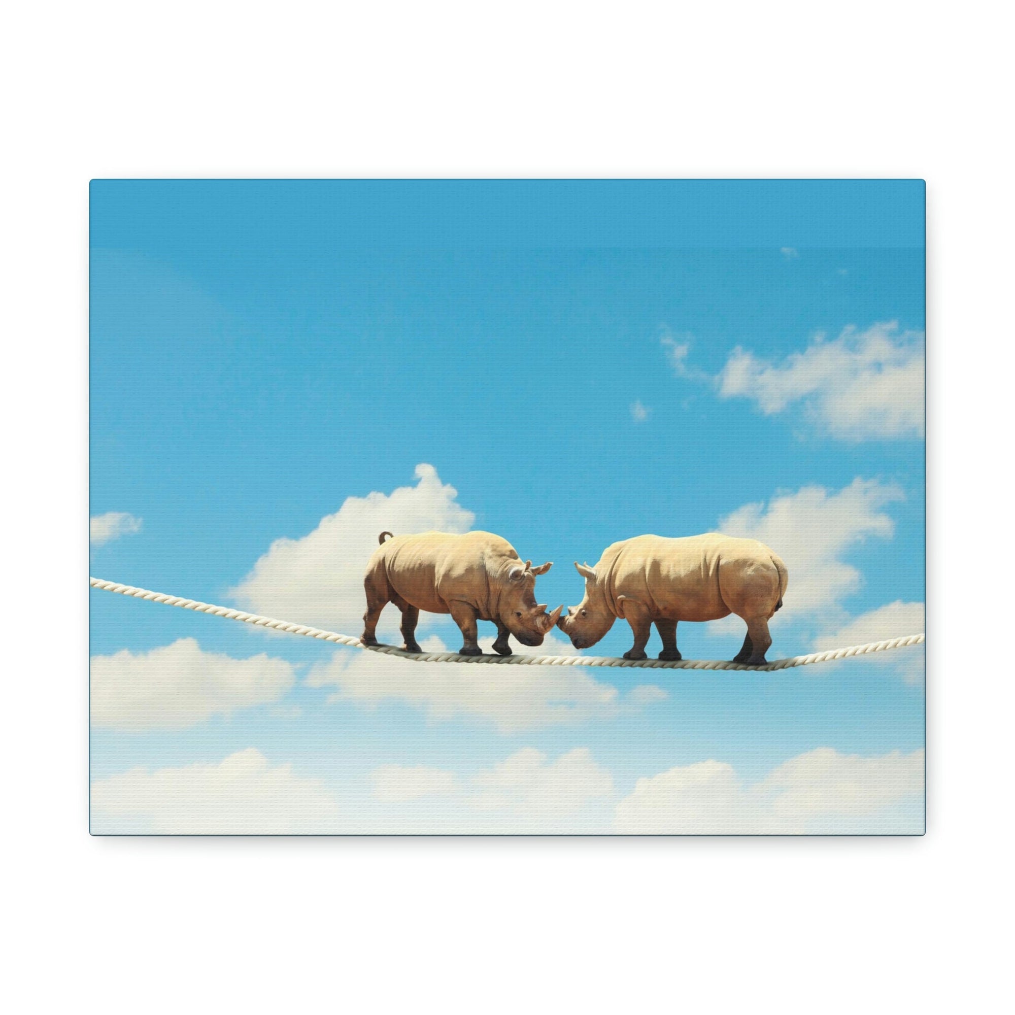 Funny Rhinoceros Silly Rhinoceros Couple Wall Art Ready to Hang Unframed-Express Your Love Gifts