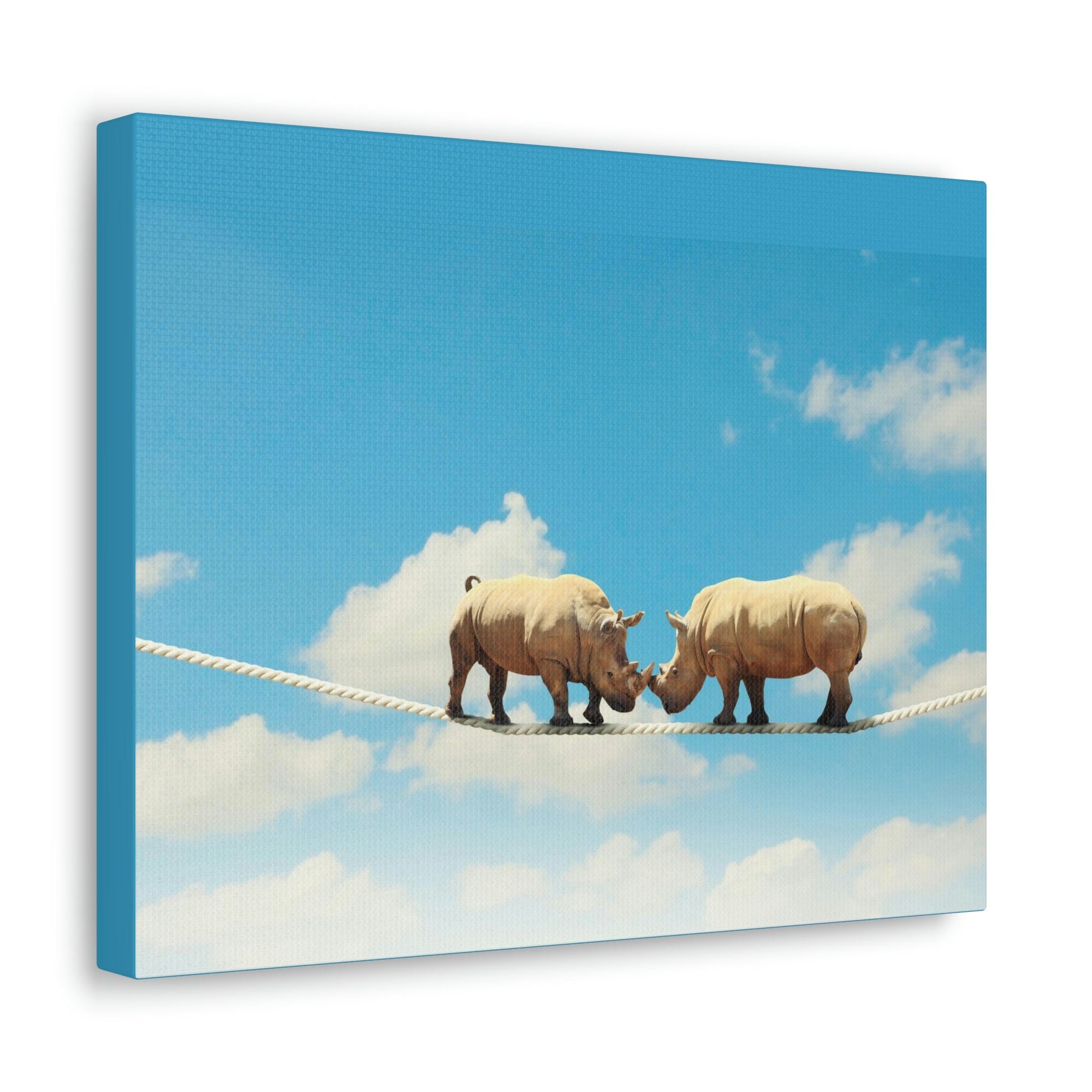 Funny Rhinoceros Silly Rhinoceros Couple Wall Art Ready to Hang Unframed-Express Your Love Gifts