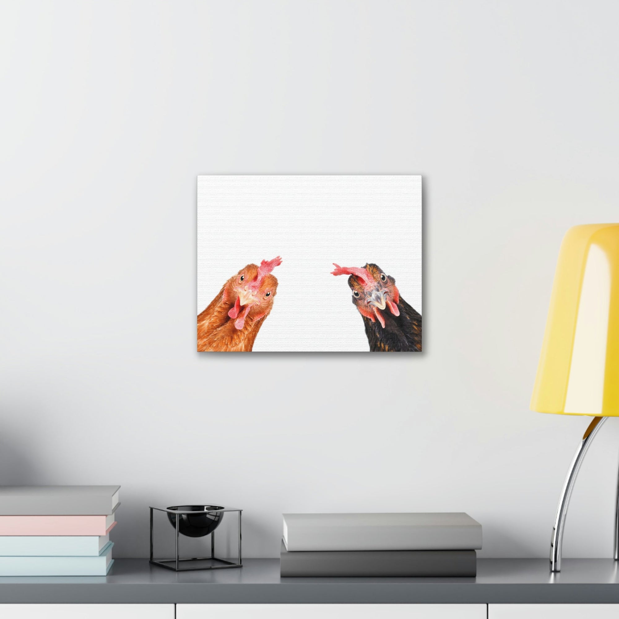 Funny Rooster Silly Rooster Couple Wall Art Ready to Hang Unframed-Express Your Love Gifts