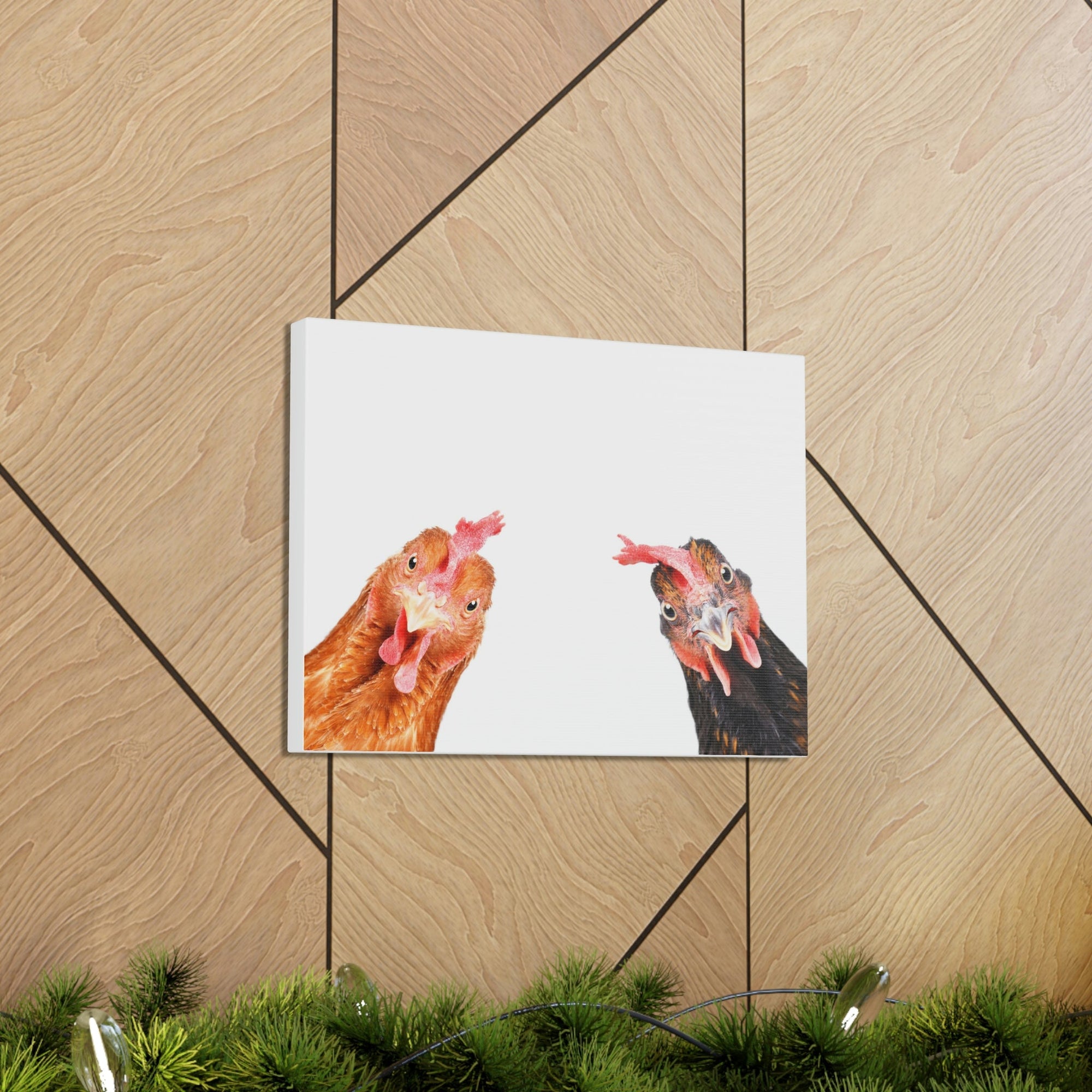 Funny Rooster Silly Rooster Couple Wall Art Ready to Hang Unframed-Express Your Love Gifts