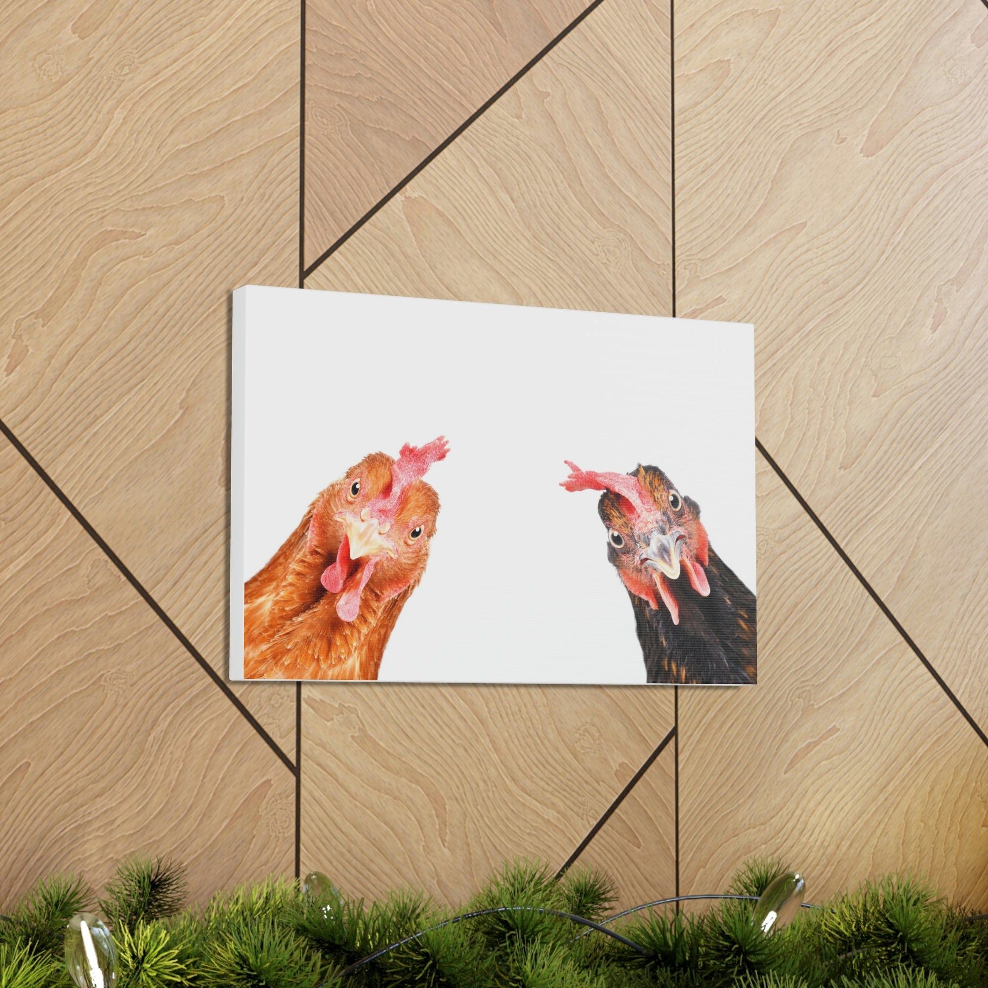 Funny Rooster Silly Rooster Couple Wall Art Ready to Hang Unframed-Express Your Love Gifts