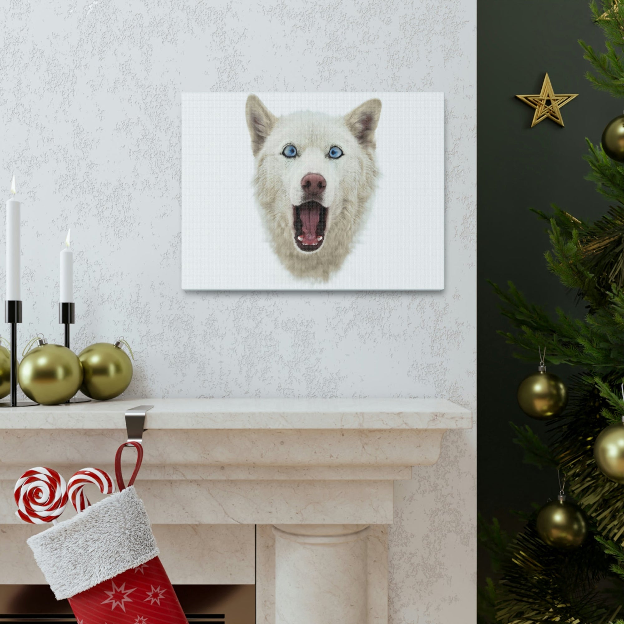 Funny Siberian Husky Silly Siberian Husky Inside Wall Art Ready to Hang Unframed-Express Your Love Gifts