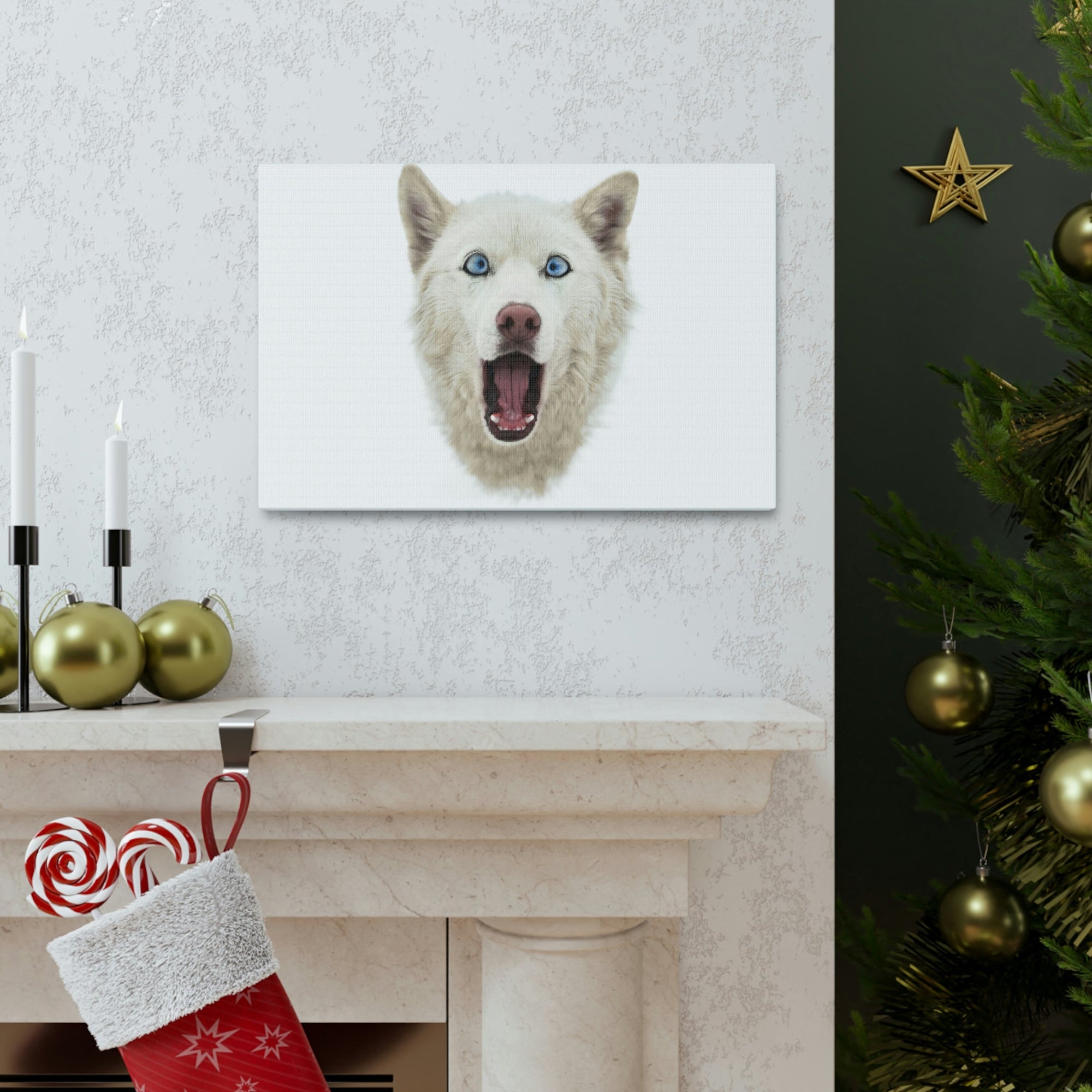 Funny Siberian Husky Silly Siberian Husky Inside Wall Art Ready to Hang Unframed-Express Your Love Gifts