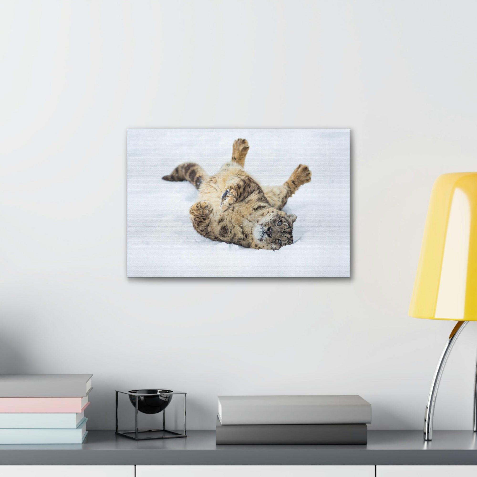 Funny Snow Leopard Silly Snow Leopard Inside Wall Art Ready to Hang Unframed-Express Your Love Gifts