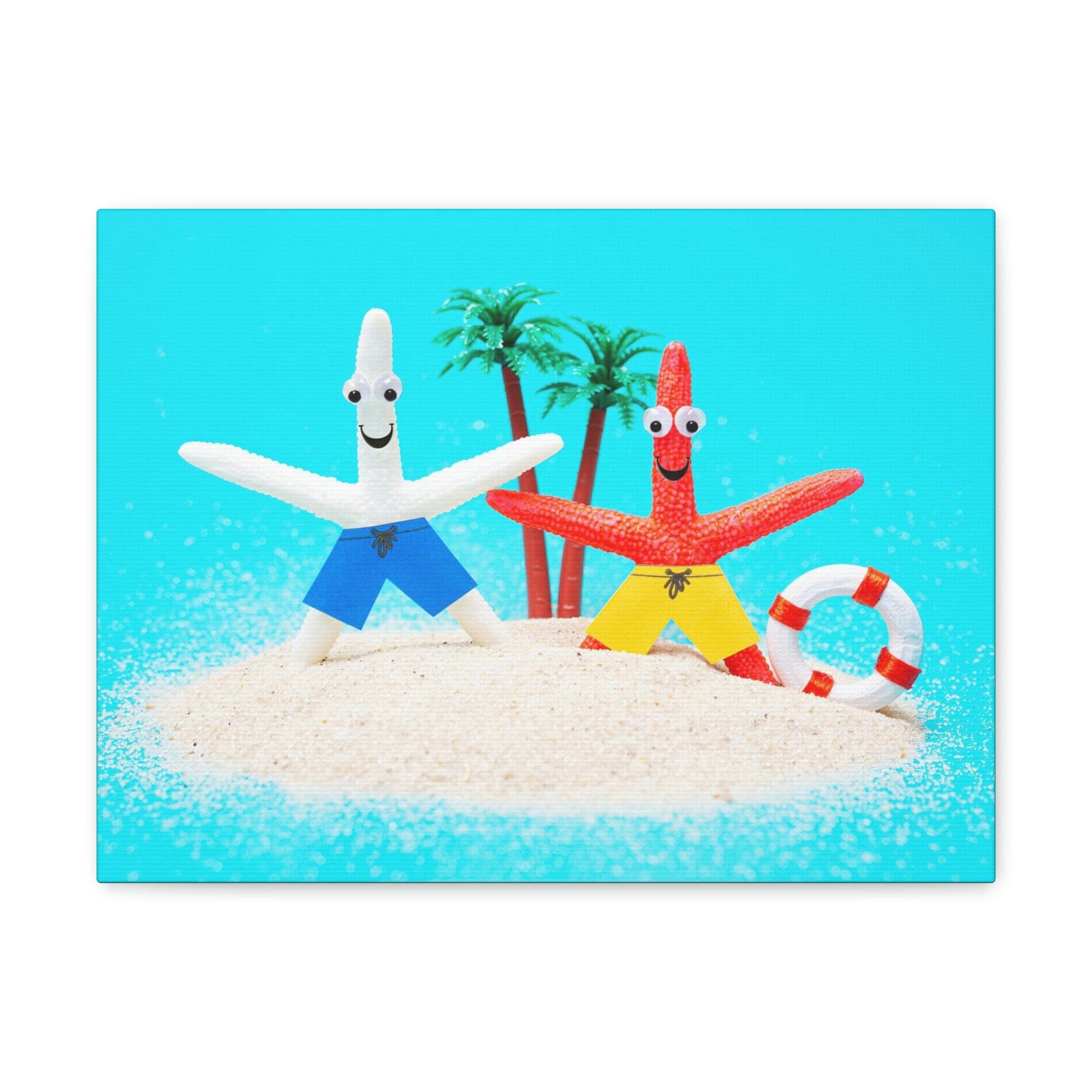 Funny Starfish Silly Starfish Couple Wall Art Ready To Hang Unframed-Express Your Love Gifts